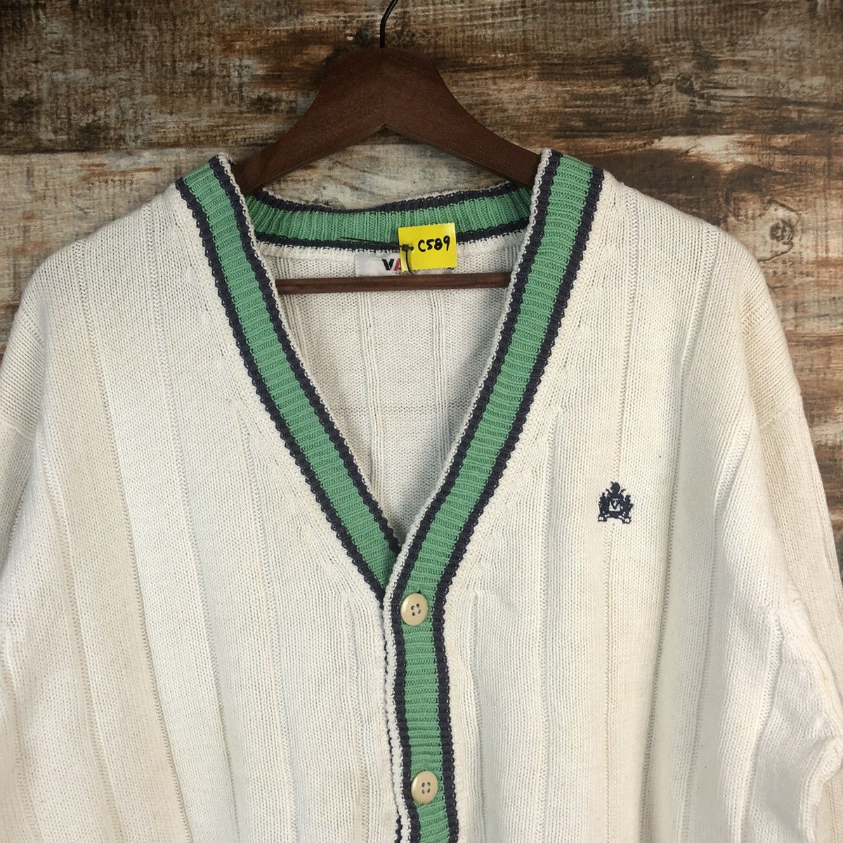 Van DL Van White Cardigan Knitwear #C589 Size US M / EU 48-50 / 2 - 4 Thumbnail