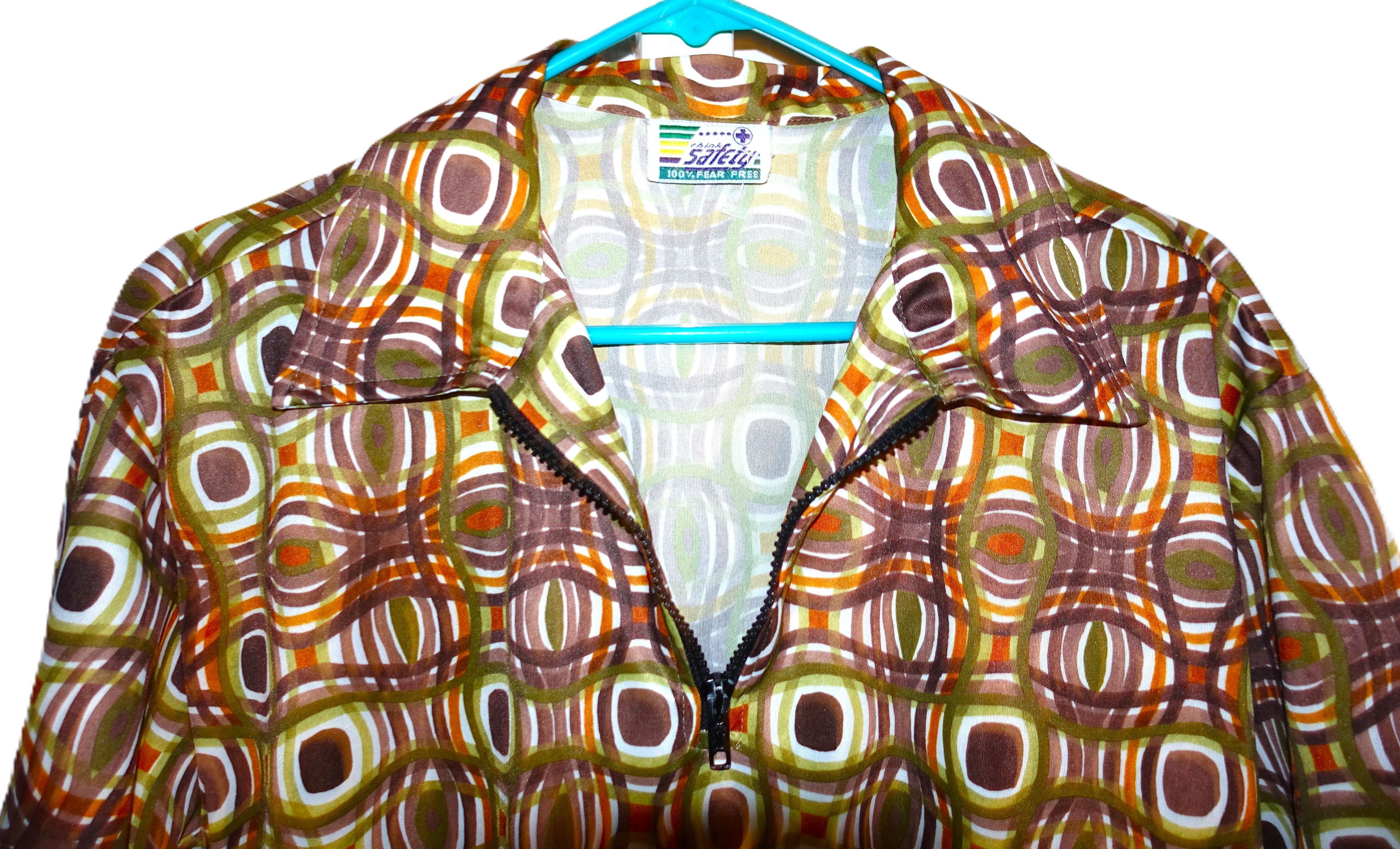 Vintage Vintage Think Safety Brown Nylon Abstract Shirt M Size US M / EU 48-50 / 2 - 2 Thumbnail