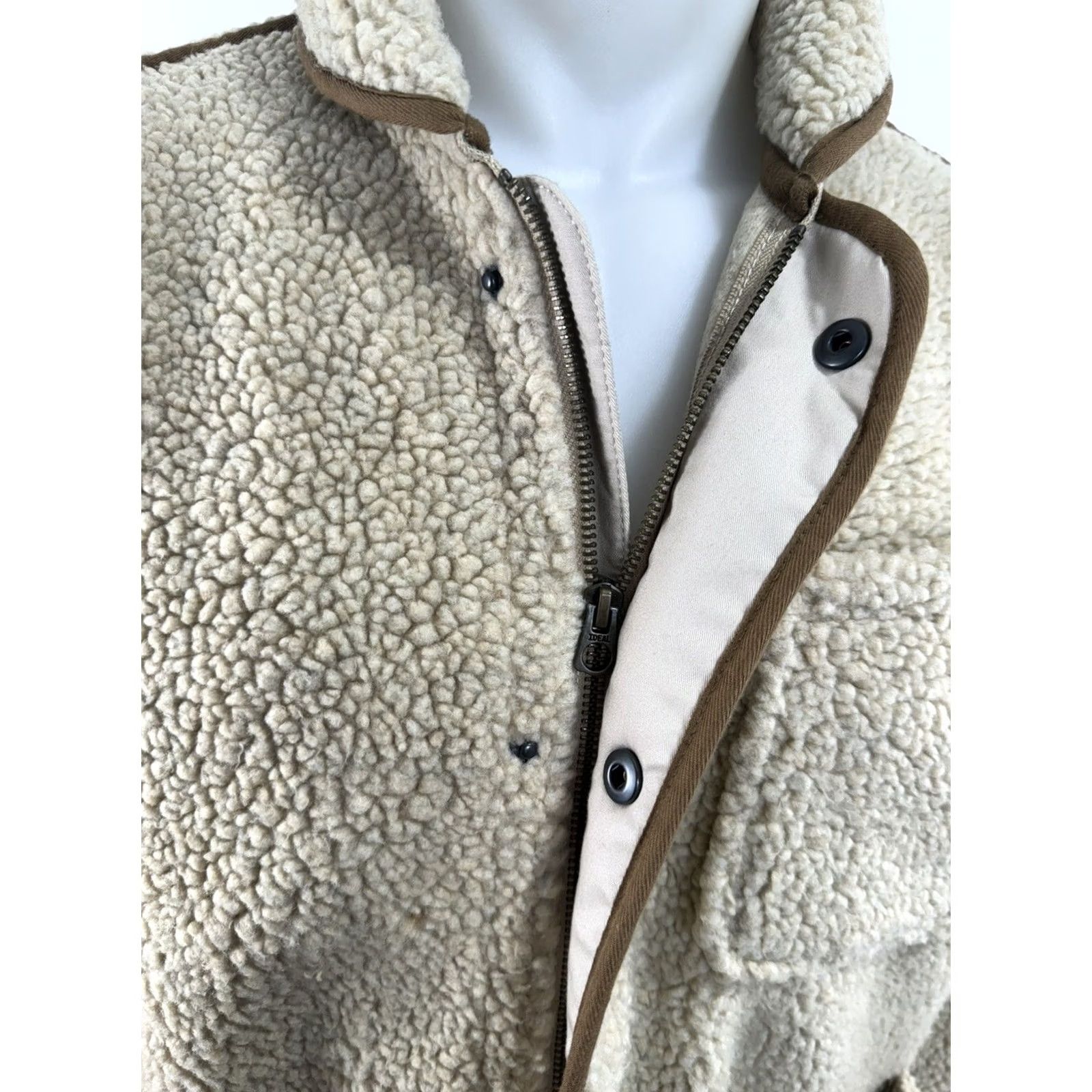 Wallace & Barnes Wallace & Barnes Jacket Ranch Western Fleece Shawl Collar M Mens Light Brown Tan Beige Modern Style Ranch Western M Jacket Size US M / EU 48-50 / 2 - 6 Thumbnail