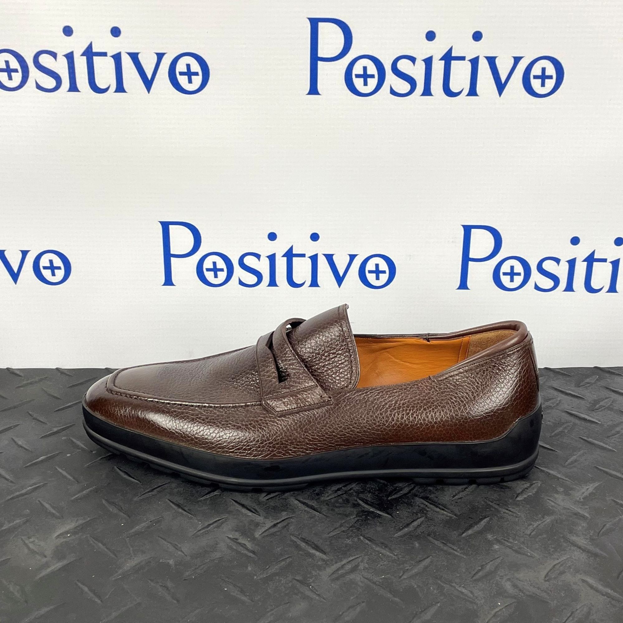 image of Bally Relon Brown Grained Leather Loafers Us 7, Men's