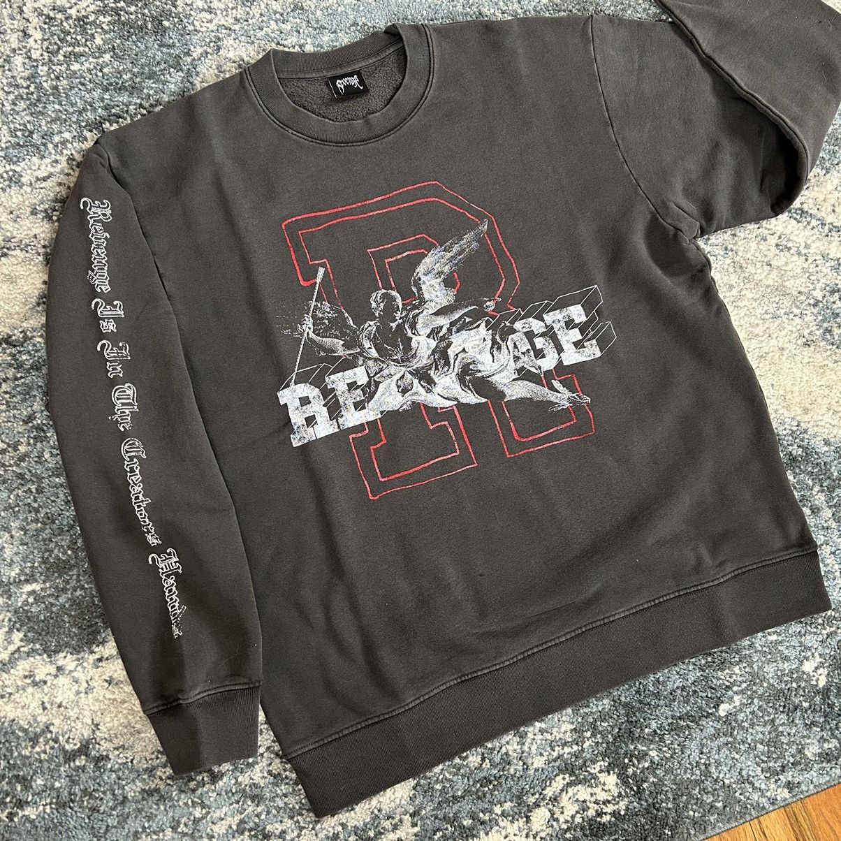 Revenge KOSUKE KAWAMURA FADED ViNTAGE BLACK R-LOGO ANGEL CREWNECK Size US XL / EU 56 / 4 - 3 Thumbnail