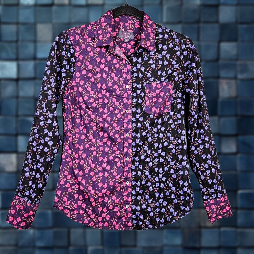 J.Crew VINTAGE J.CREW Button-Up Shirt Purple Slim 00 Womens Cotton Blend Slimming Long Sleeve Cardigan? Size XXS / US 00 / IT 34 - 1 Thumbnail