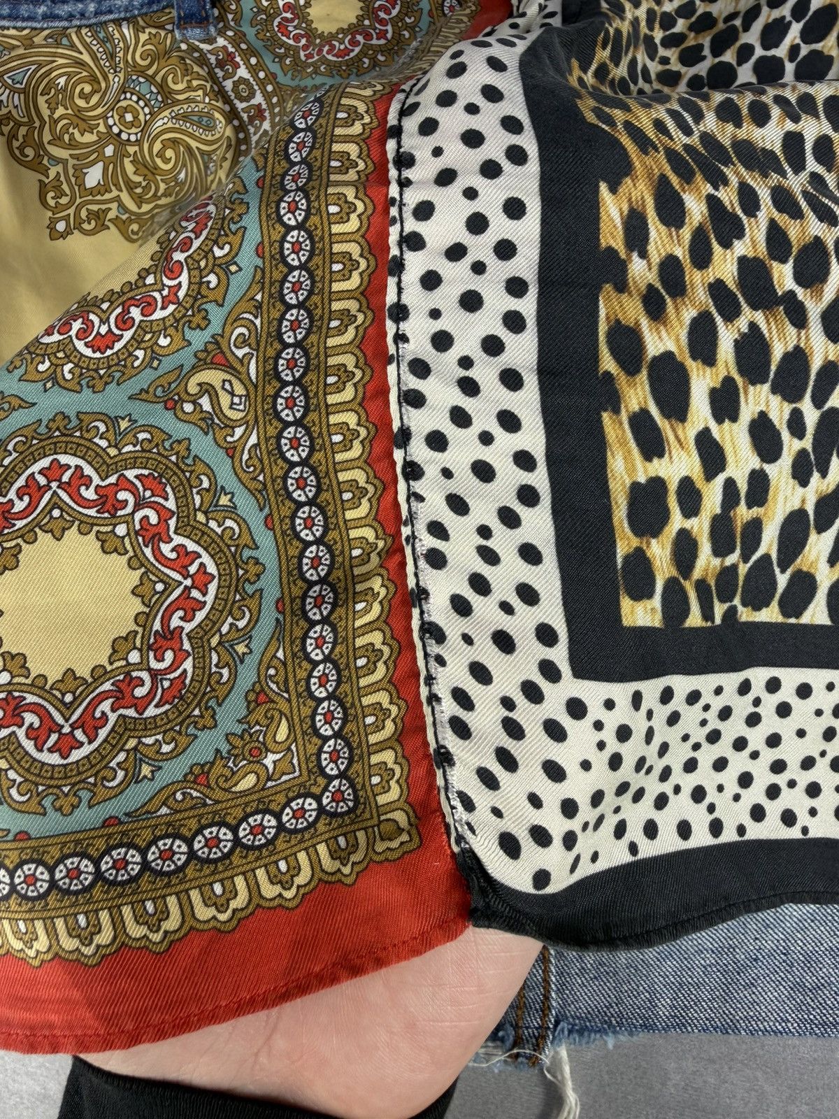 Dolce & Gabbana Dolce & Gabbana Patchwork Skirt Silk Denim Leopard Print Size 26" / US 2 / IT 38 - 18 Thumbnail
