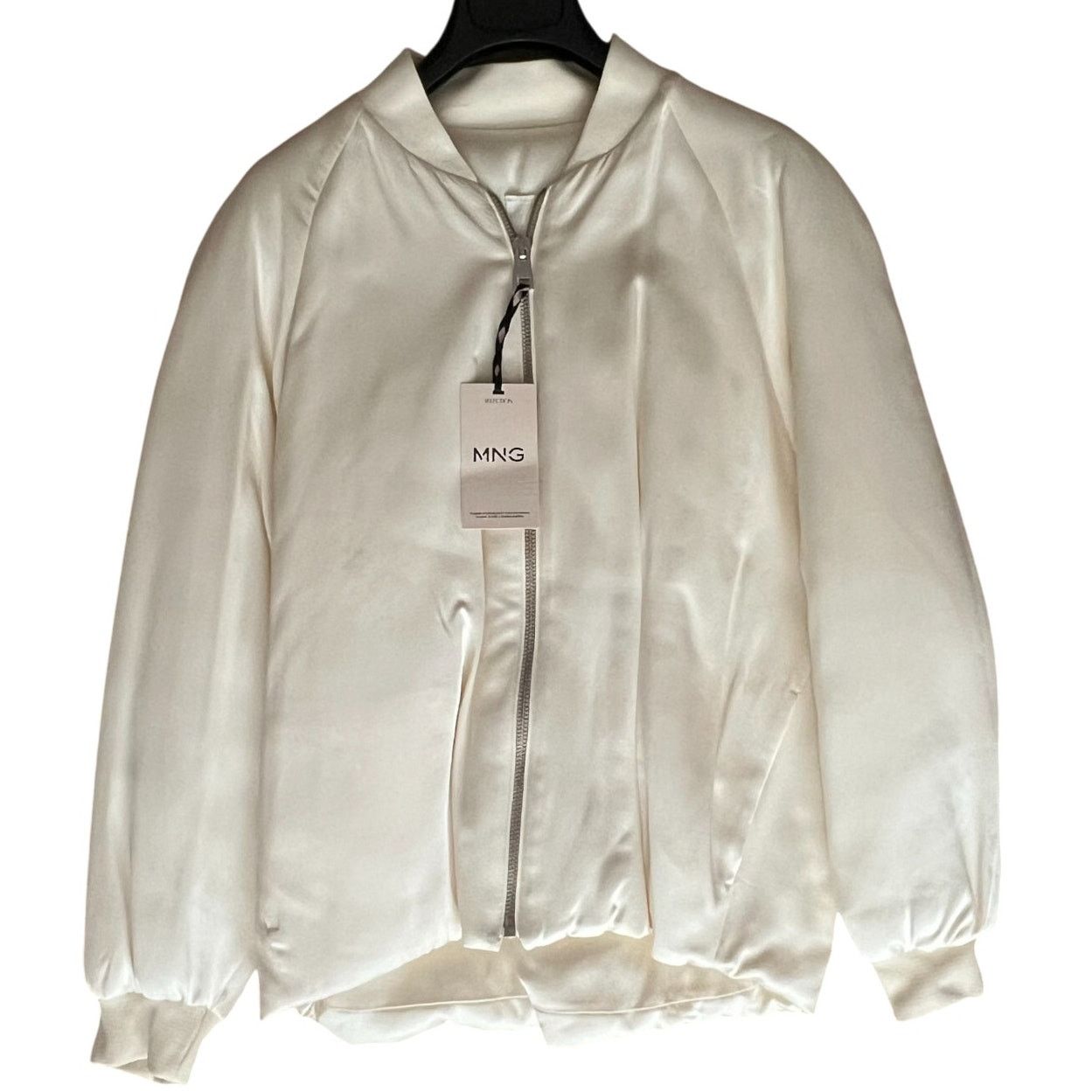 Mango Mango Beige Satin Long Puffed Sleeves Quilt Bomber Jacket Size L / US 10 / IT 46 - 6 Thumbnail