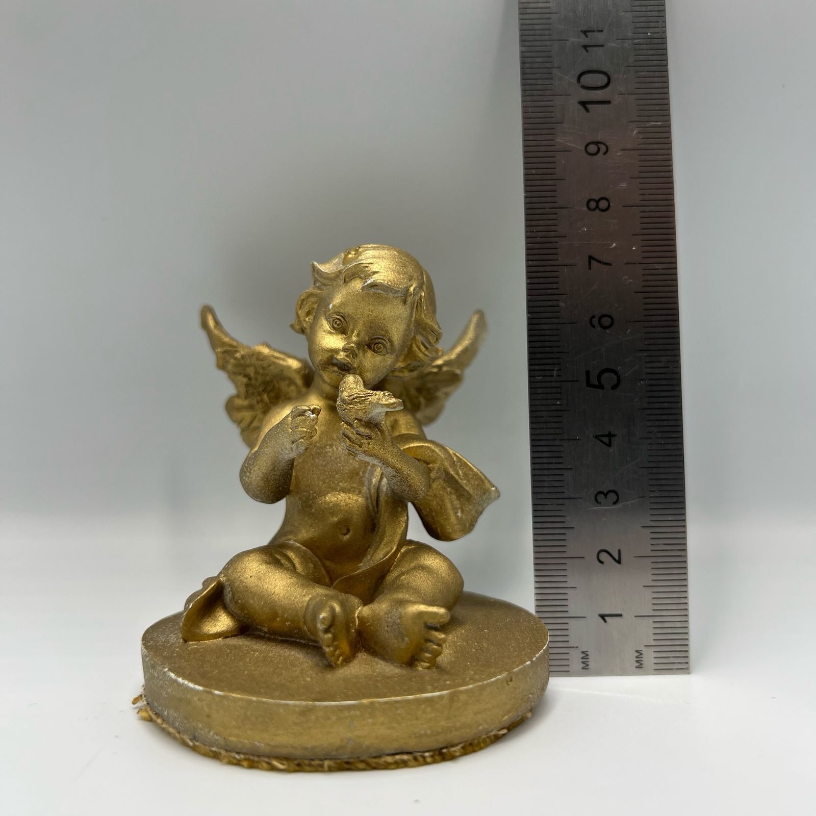 Vintage Vintage Small Angel Baby Figurine Gilded Gypsum Handmade Size ONE SIZE - 6 Thumbnail