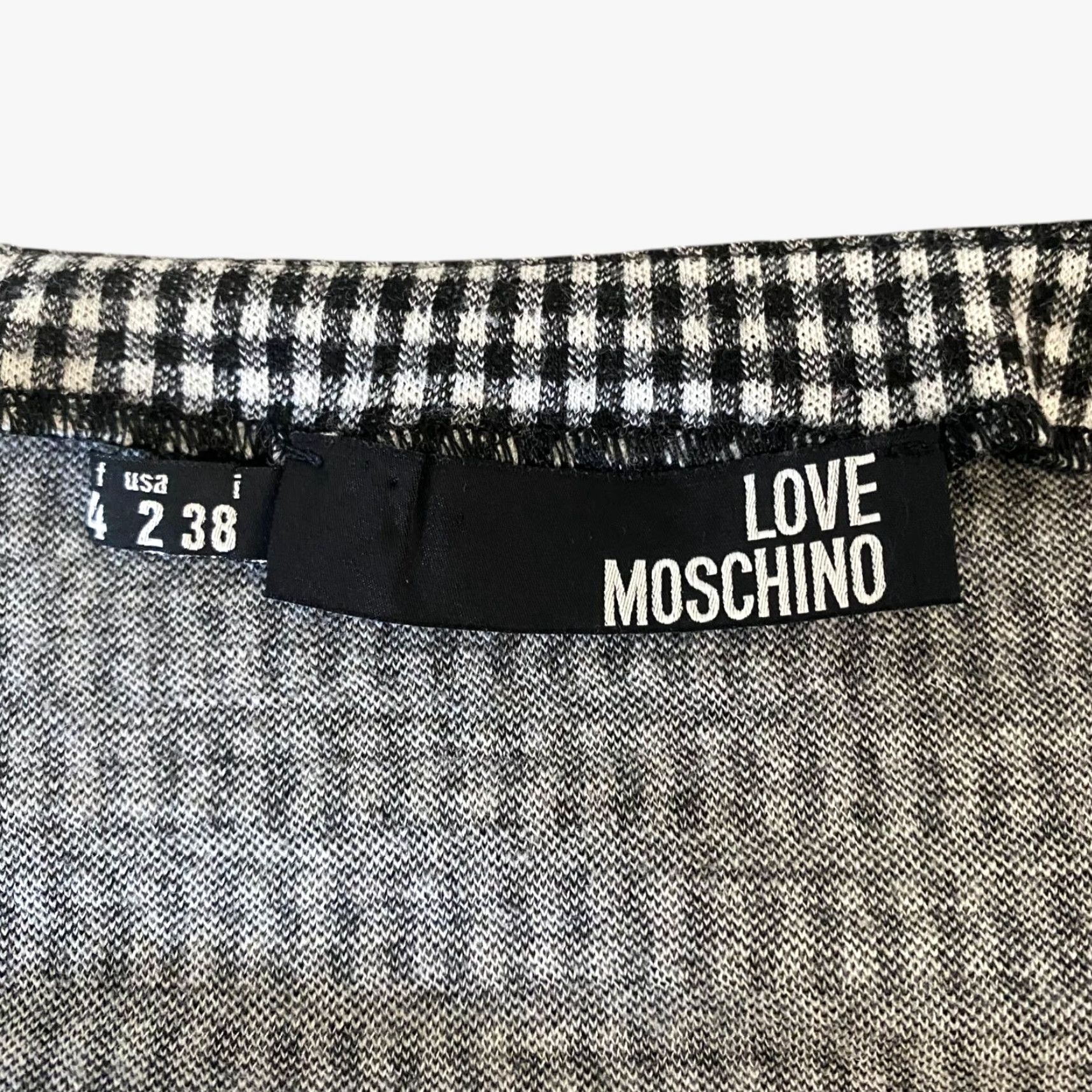 Moschino VINTAGE Love Moschino Gingham Mini Dress 3/4 Sleeve Cinched Black Women's Size 2 Wool Blend Pockets Dress Size XS / US 0-2 / IT 36-38 - 7 Thumbnail