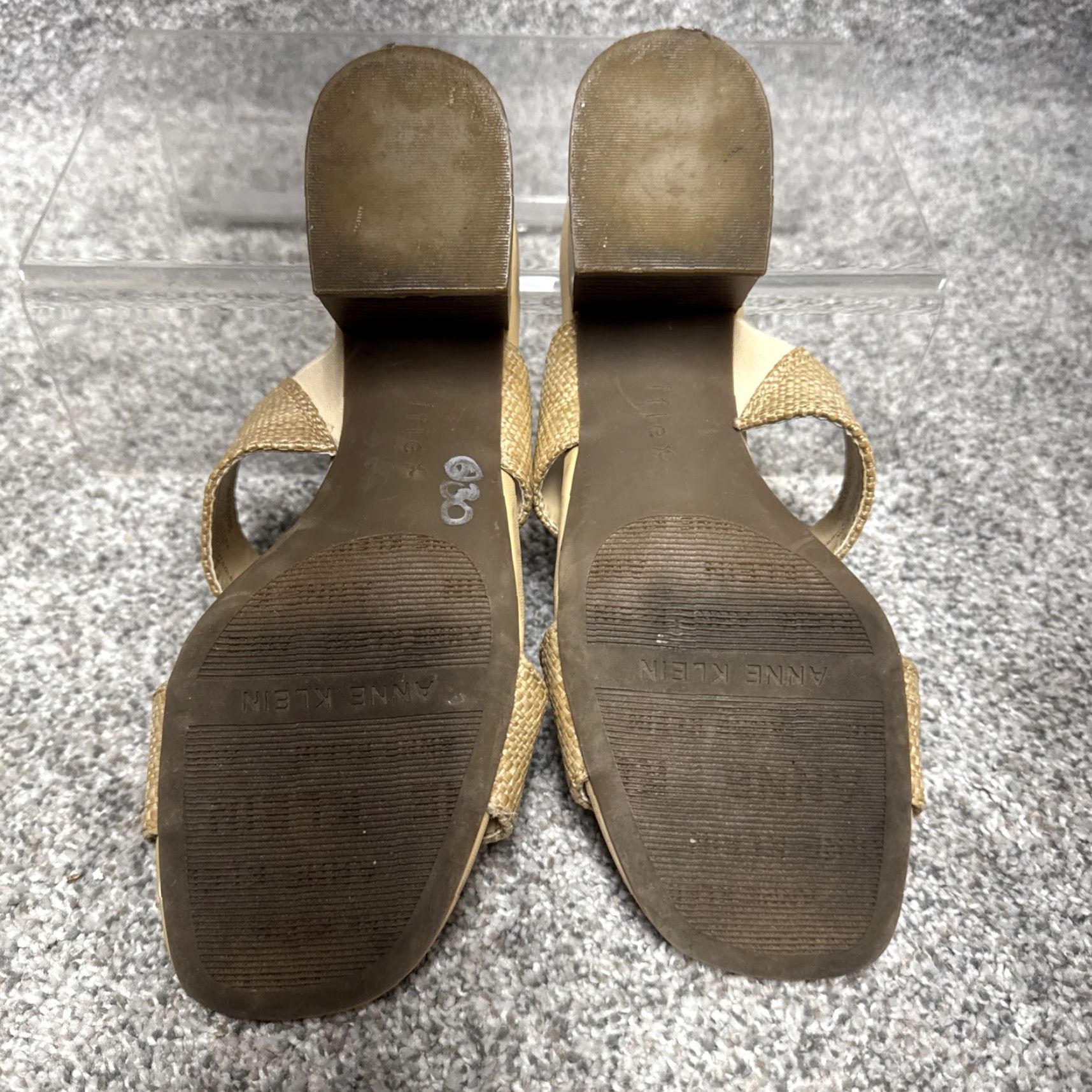 Anne Klein Anne Klein Sandals Women 7.5M Slip-On Open Toe Block Heel Retro Brown Textured Comfort Classic Office Size US 8 / IT 38 - 7 Thumbnail