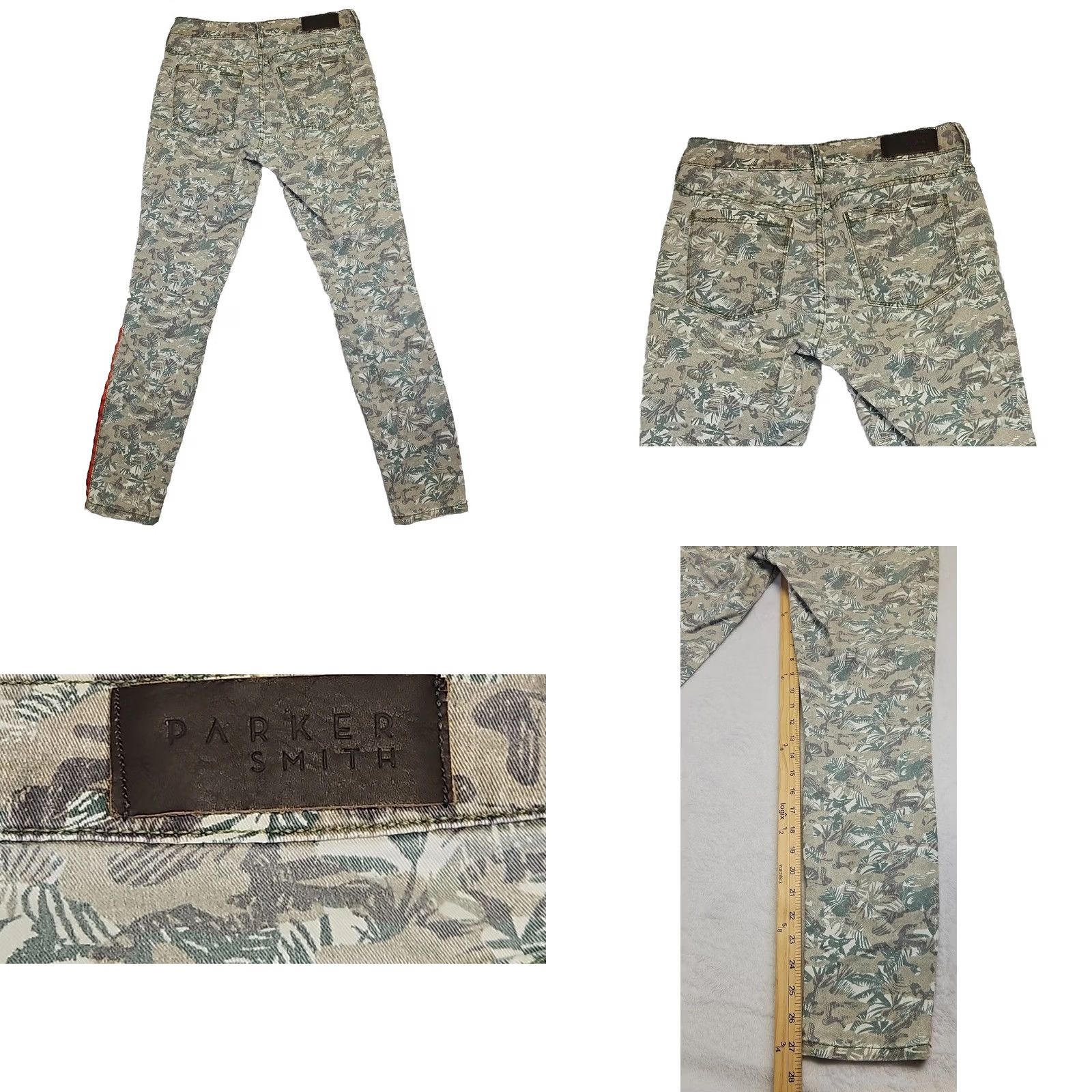 Parker Parker Smith Skinny Jeans Womens 28 Mid Palm Print Camouflage Zip 5-Pocket Cotton Blend Regular Size 28" / US 6 / IT 42 - 8 Thumbnail