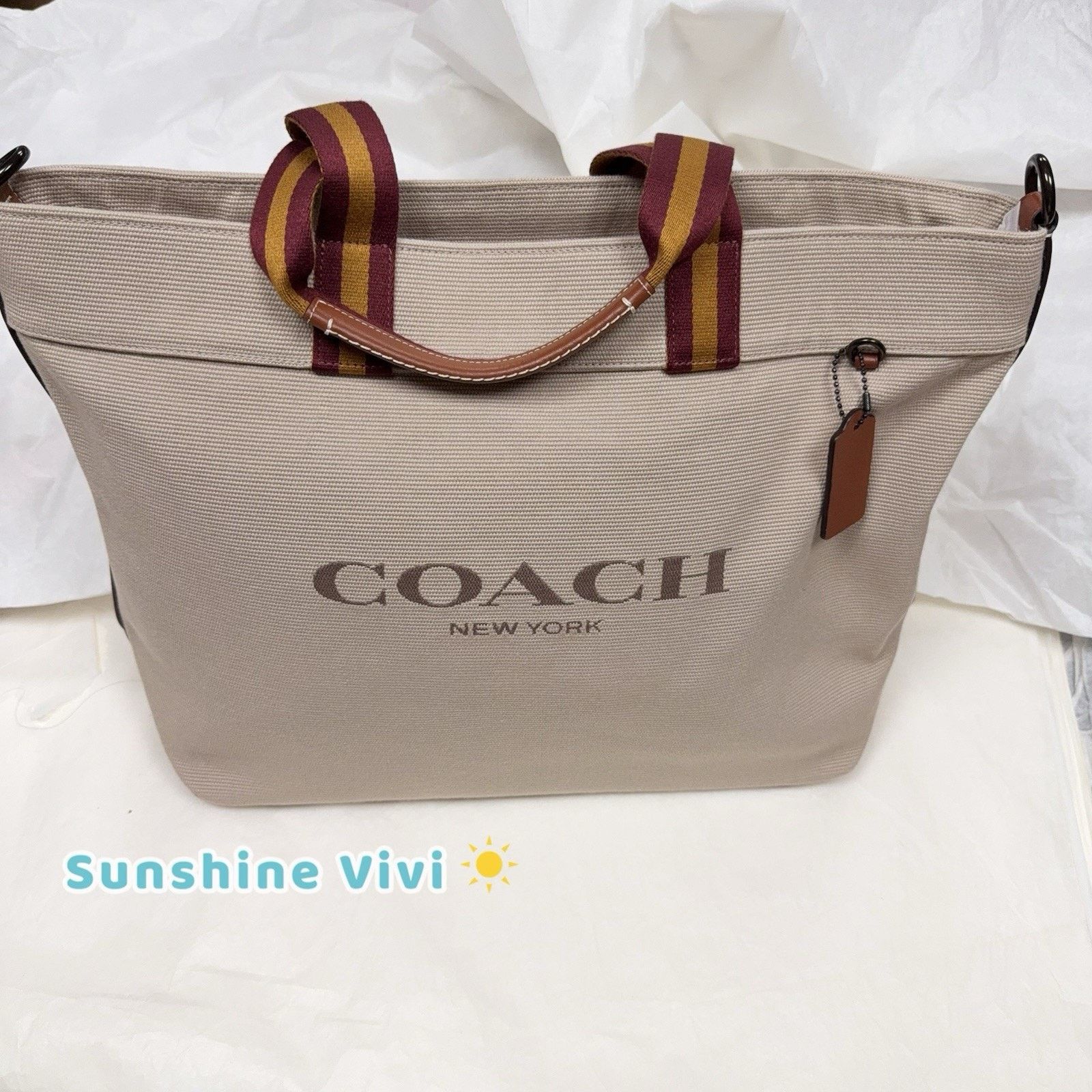 Coach NWT COACH CJ486 Canvas Tote 38 Bag Canvas Leather Black Size ONE SIZE - 1 Thumbnail