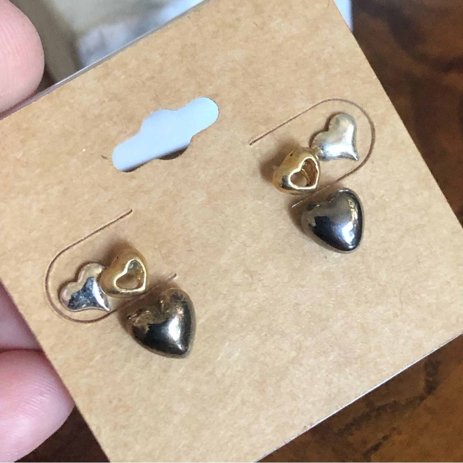 Vintage Set of three pairs of heart fashion post earrings Size ONE SIZE - 3 Thumbnail