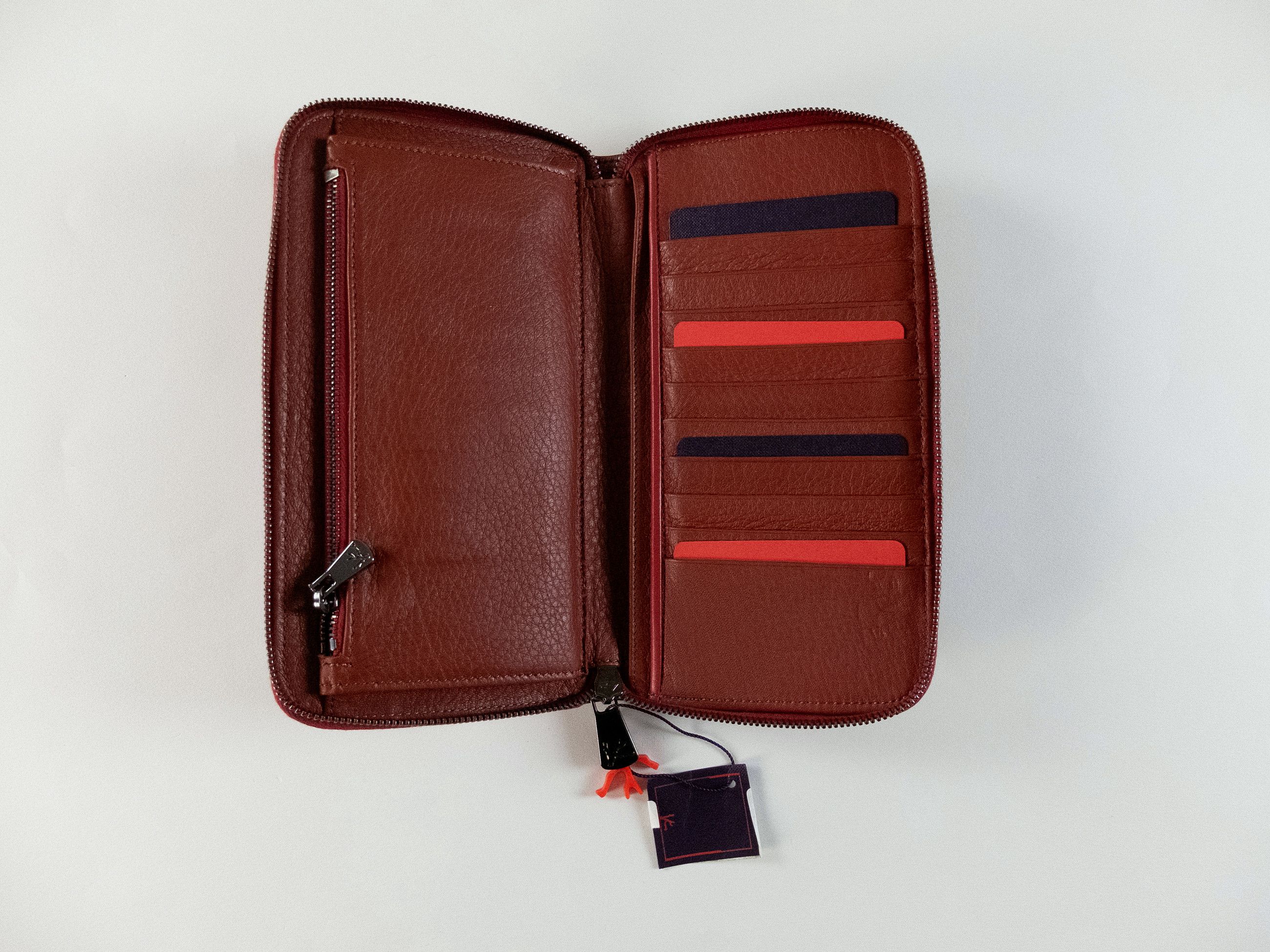 Isaia ISAIA Napoli brown red leather zip around chest wallet Italy Size ONE SIZE - 6 Thumbnail
