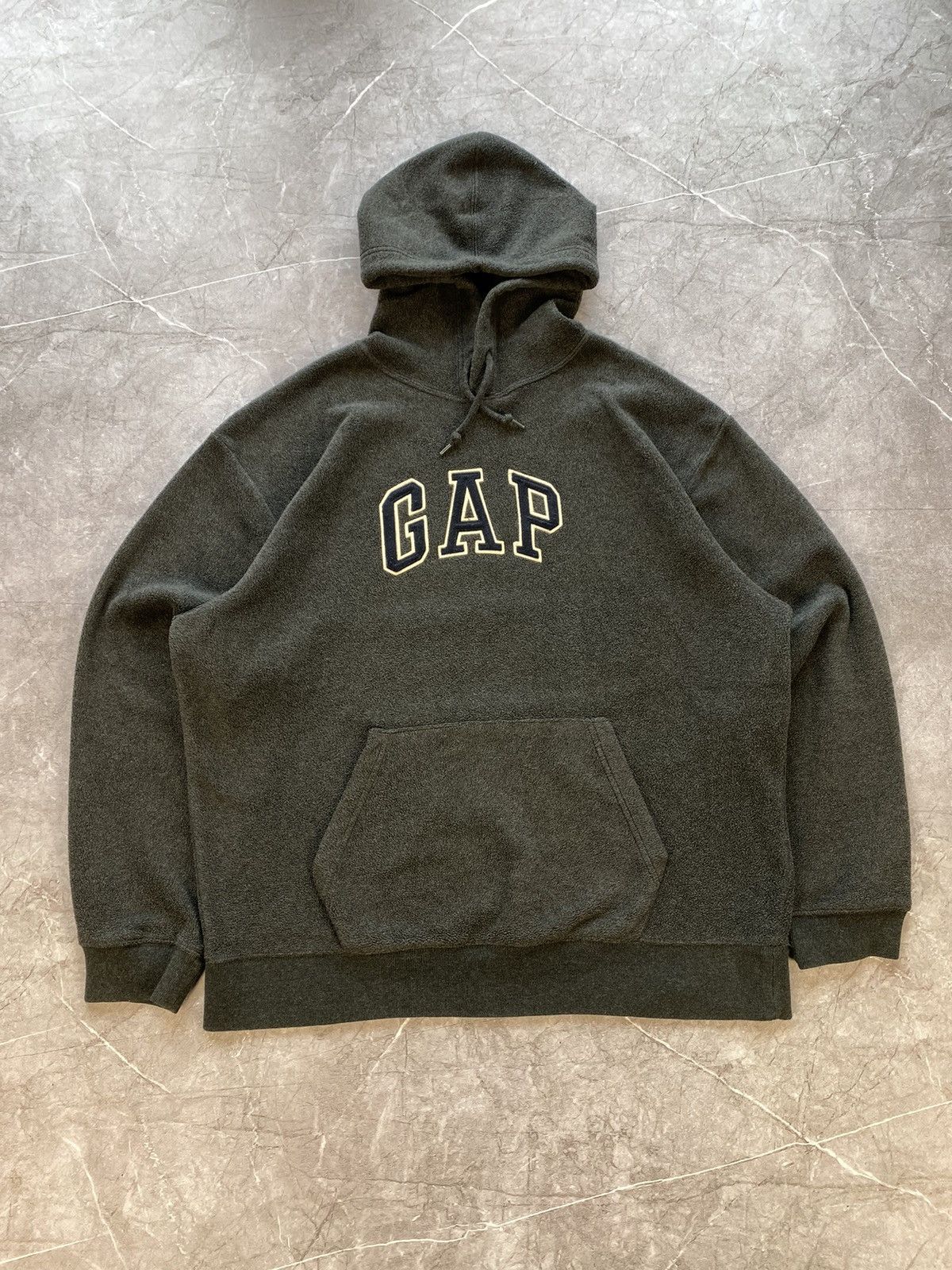 Gap × Vintage Vintage Y2K Cap Big Logo Fleece Gray Hoodie Pullover Size L Size US L / EU 52-54 / 3 - 2 Thumbnail