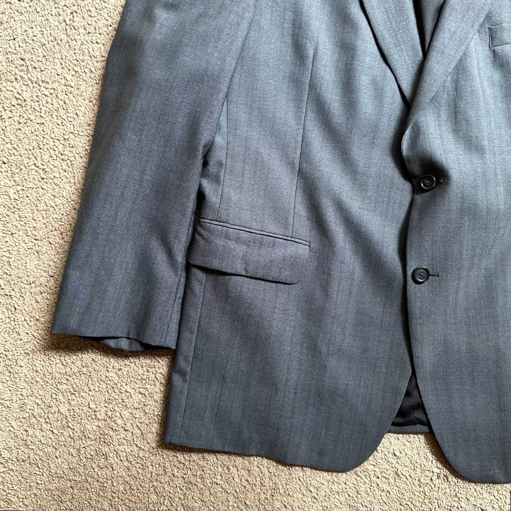 Jos. A. Bank Jos A Bank Blazer Mens 46R Wool 2 Button Solid Grey Jacket Size 46R - 7 Thumbnail