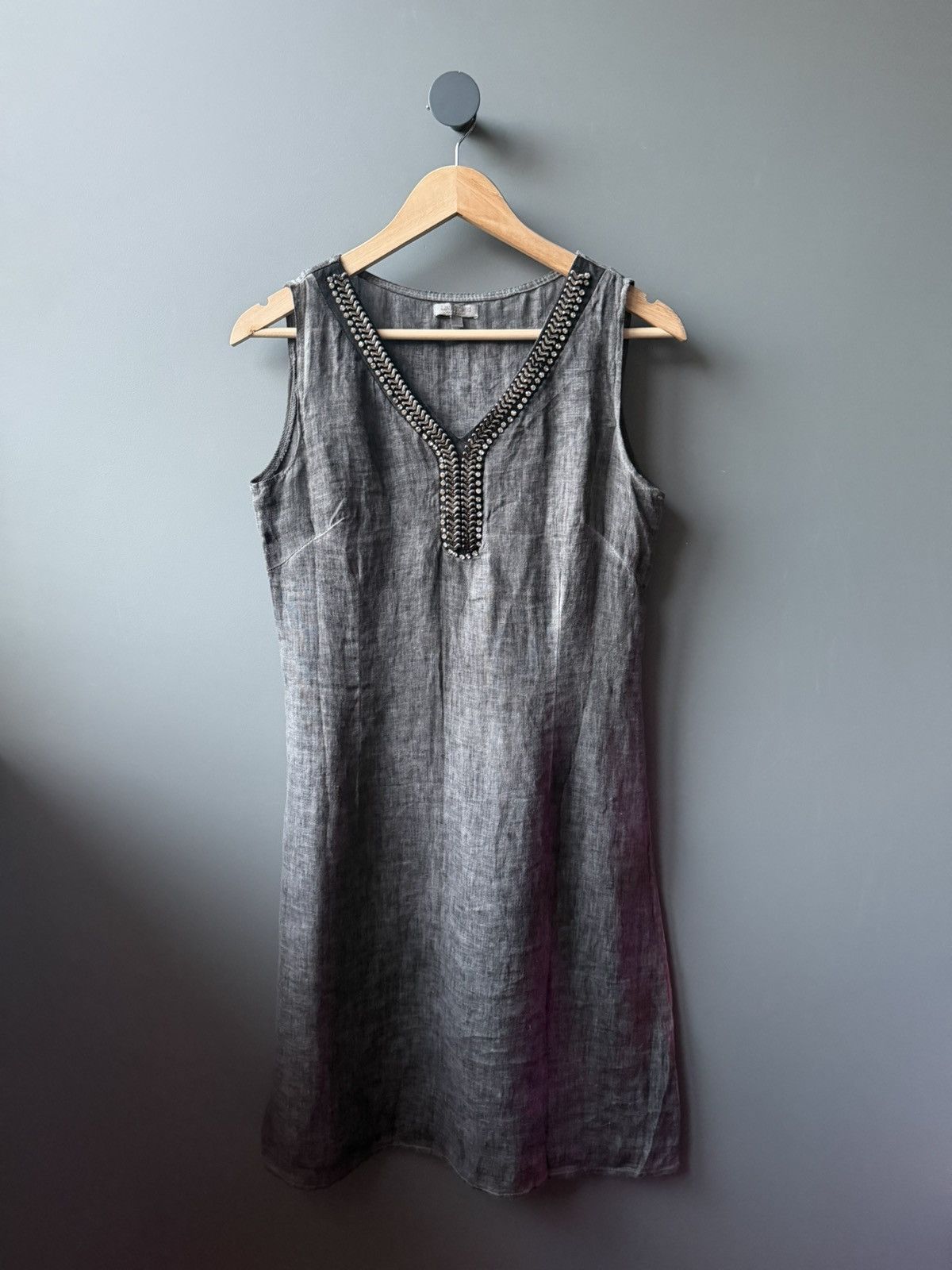 Other Lina Tomei Raw Linen V-Neck Dress Avant-Garde Edge Size S / US 4 / IT 40 - 1 Thumbnail