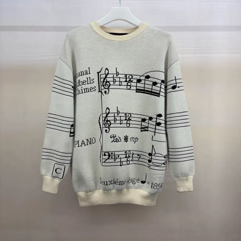 Louis Vuitton Louis Vuitton Off-white jacquard music note knit sweater Size US XS / EU 42 / 0 - 1 Thumbnail
