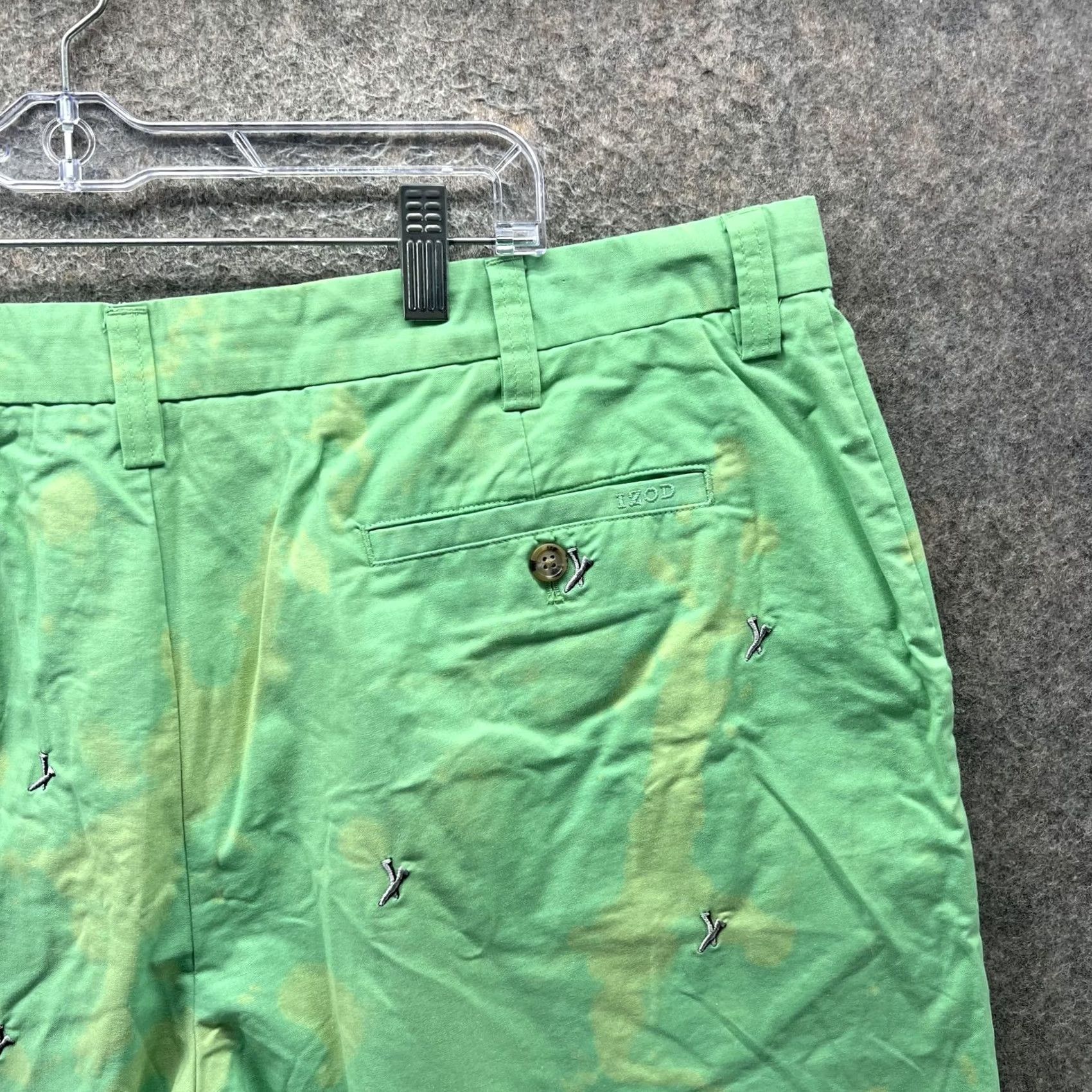 Izod Izod XFG Shorts Mens 42 Green Cotton Blend Embroidered Golf Chino Casual Allover Size US 42 / EU 58 - 4 Thumbnail