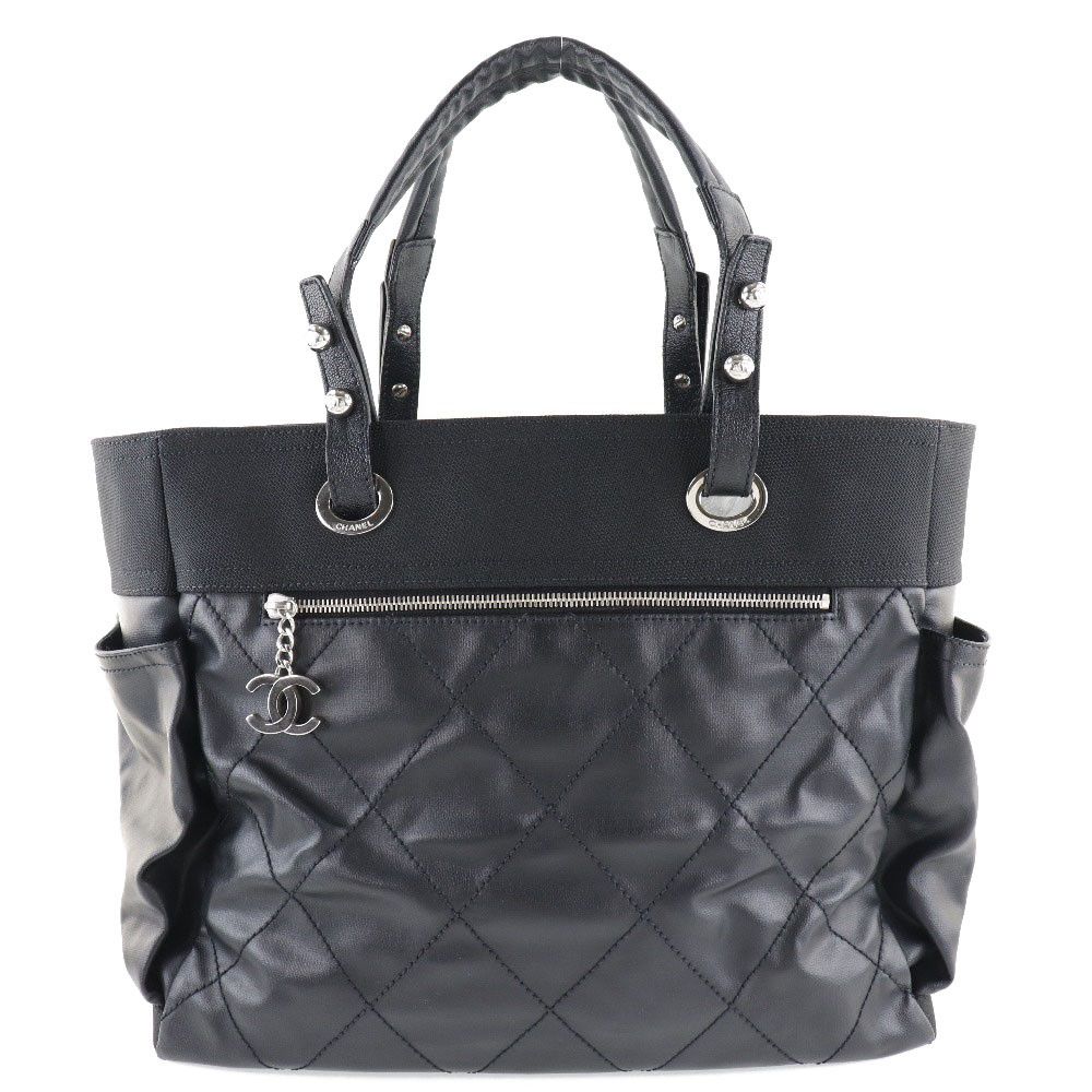 image of Chanel Cc Biarritz Tote Gm in Black, Women's