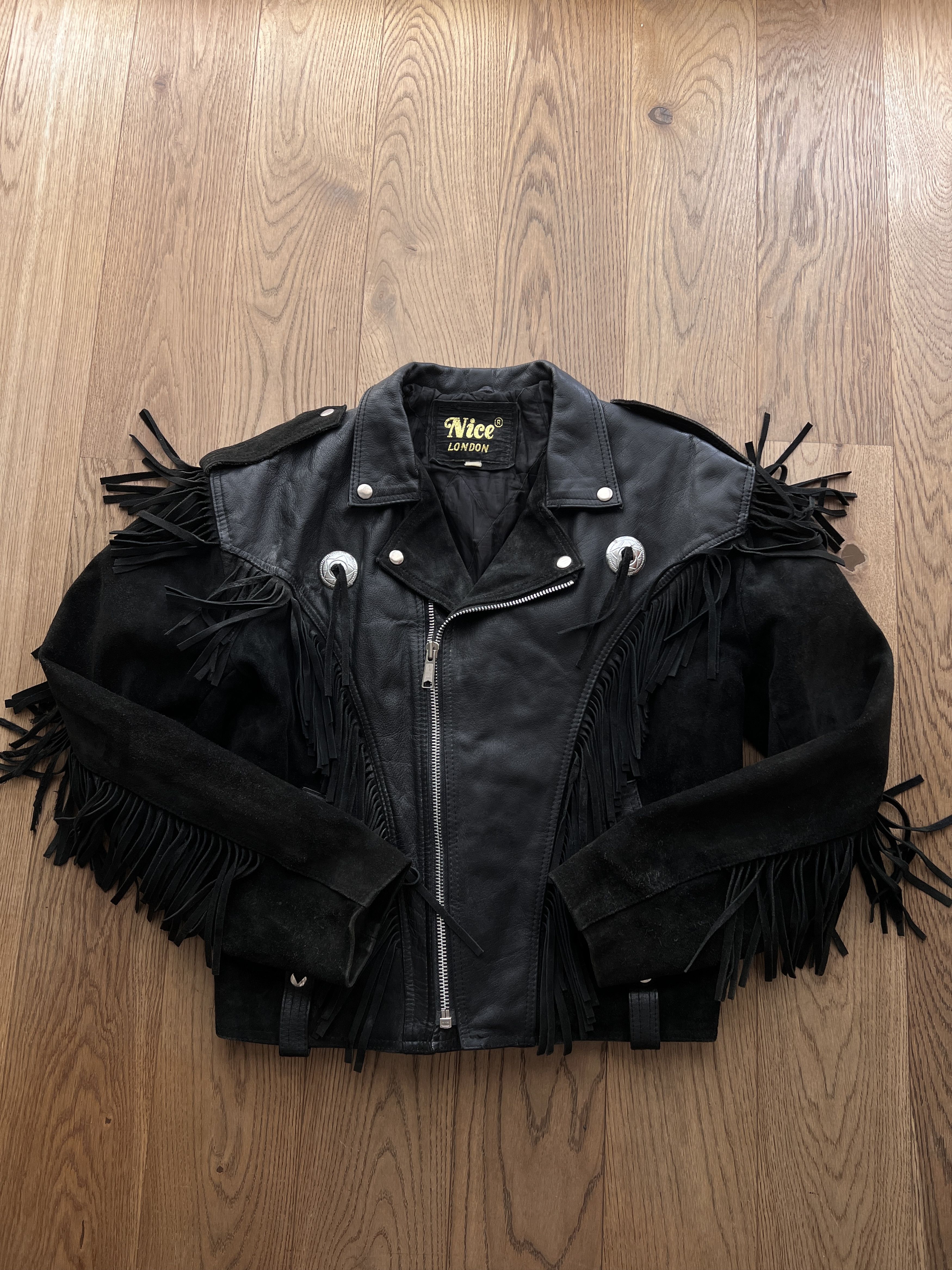 Other CRAZY Cowboy core vintage 90s cropped leather jacket bomber Size US L / EU 52-54 / 3 - 8 Thumbnail