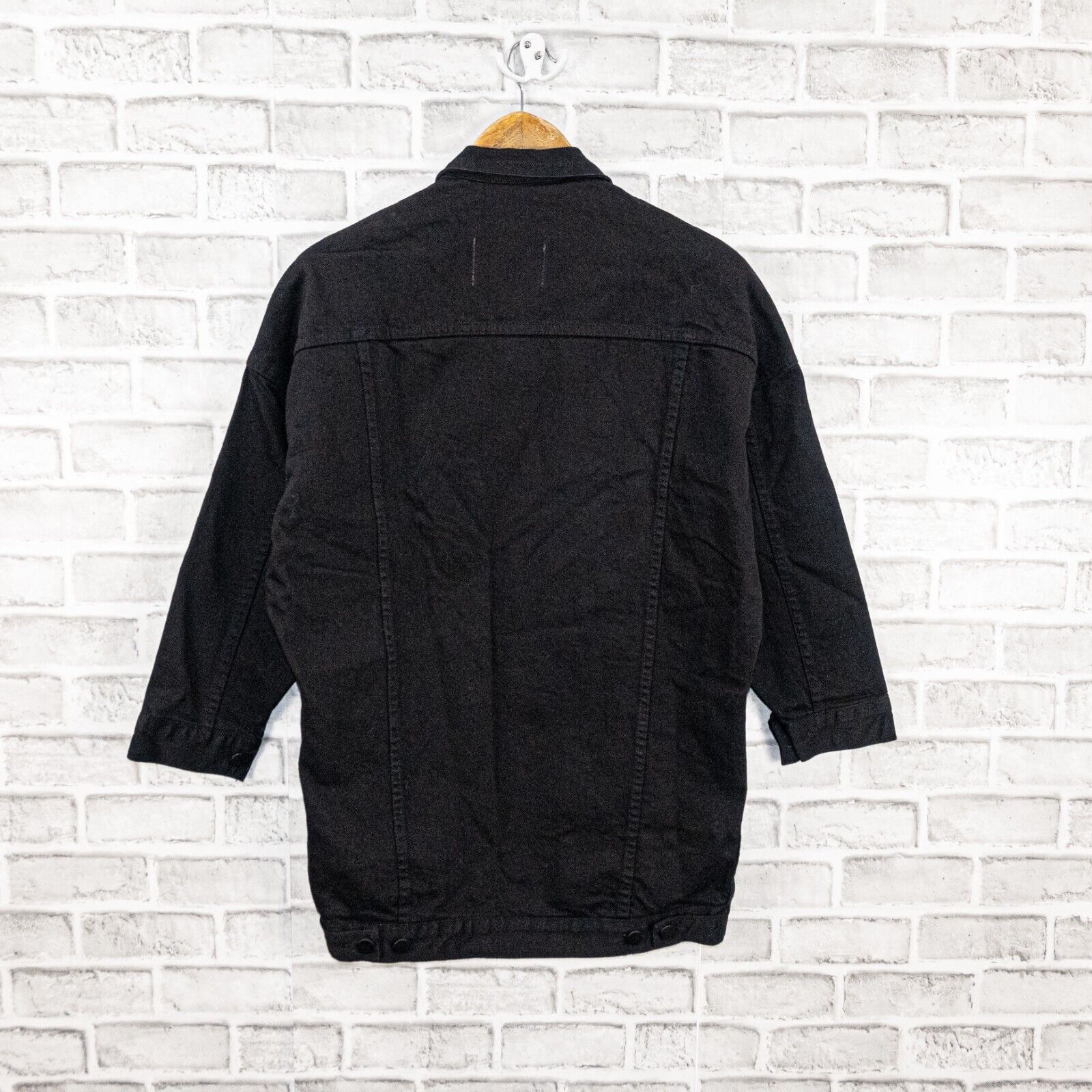 OAK OAK NYC Long Drop Shoulder Jacket Black Denim 3/4 Sleeves Size XS / US 0-2 / IT 36-38 - 3 Thumbnail