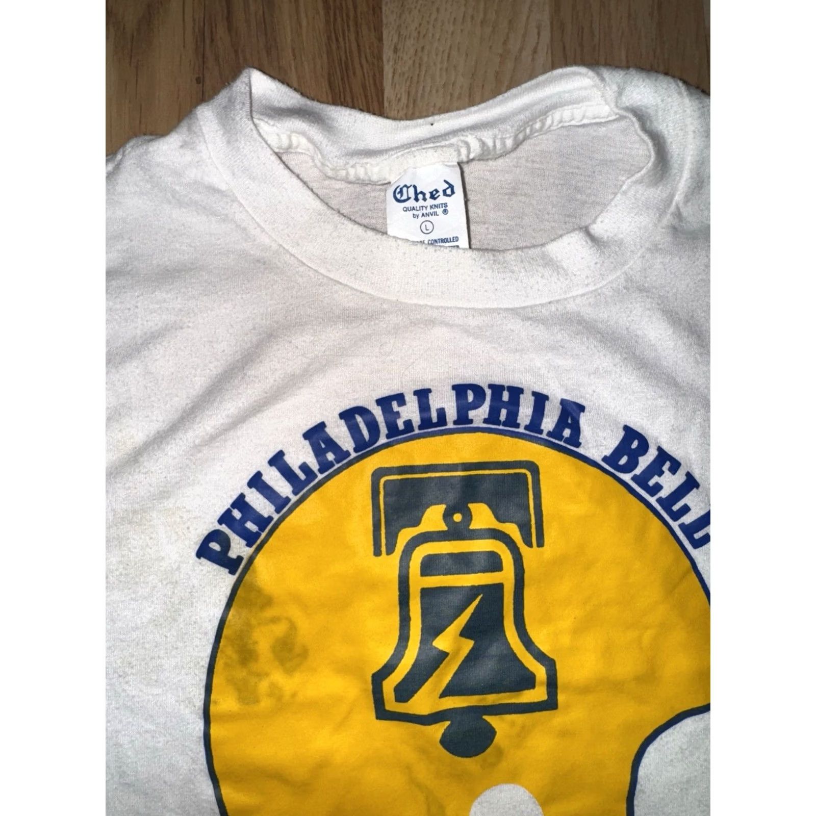 Anvil VINTAGE WFL Philadelphia Bell PA T-Shirt Size L World Football League 1970s 70s Rare White Mens Size US L / EU 52-54 / 3 - 2 Thumbnail