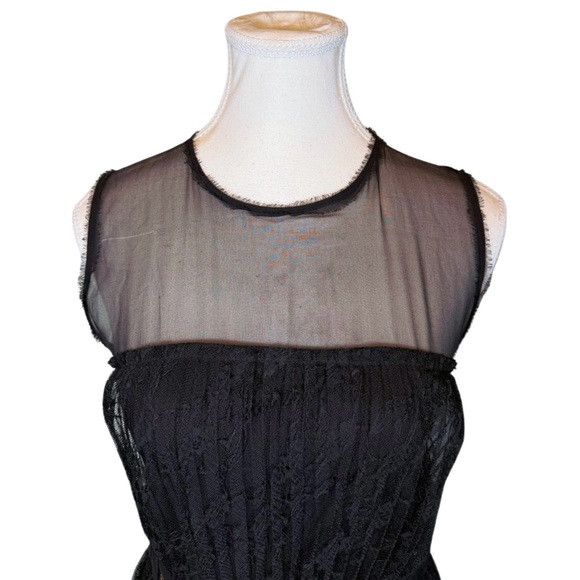 Diane von Furstenberg VTG Diane von Furstenberg DVF Black Lace Sheer Mini Dress Size M / US 6-8 / IT 42-44 - 3 Thumbnail