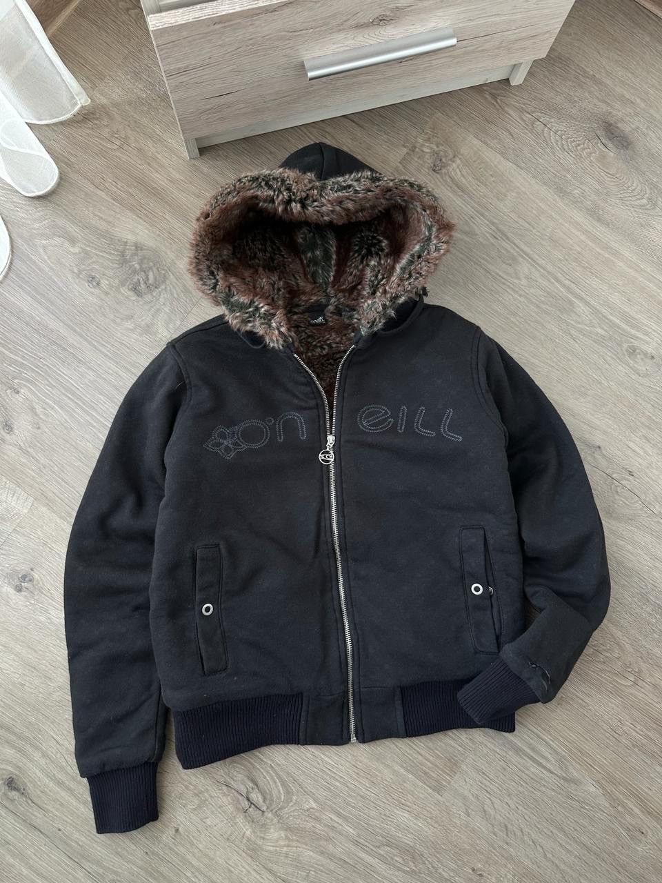 If Six Was Nine × Japanese Brand × Vintage Vintage If Six Nine Style Faux Fur O'Neill Black Hoodie Size M / US 6-8 / IT 42-44 - 1 Thumbnail