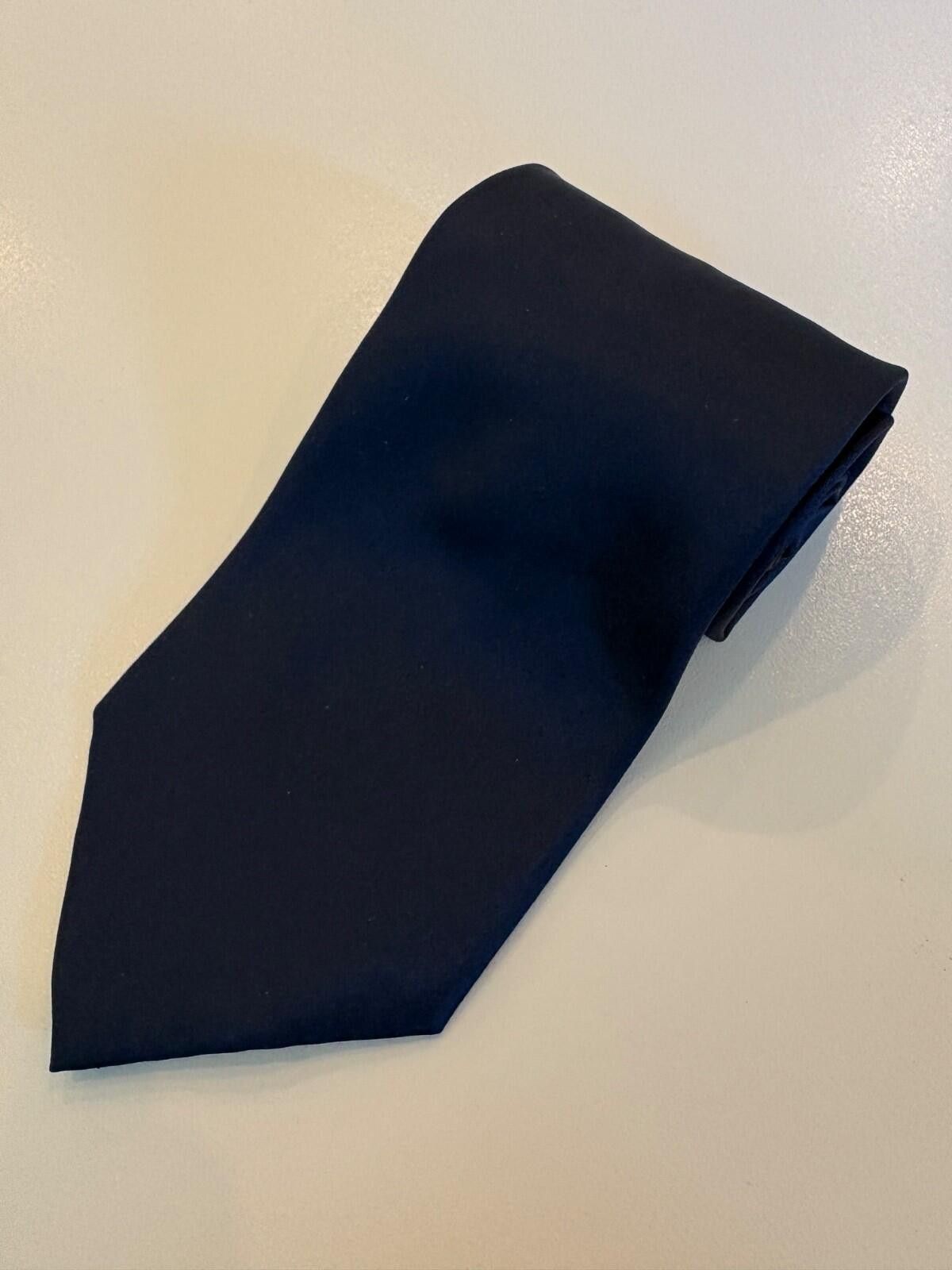 Brandini Brandini le collezioni Navy Blue Solid Silk Tie Designer Men Size ONE SIZE - 1 Thumbnail
