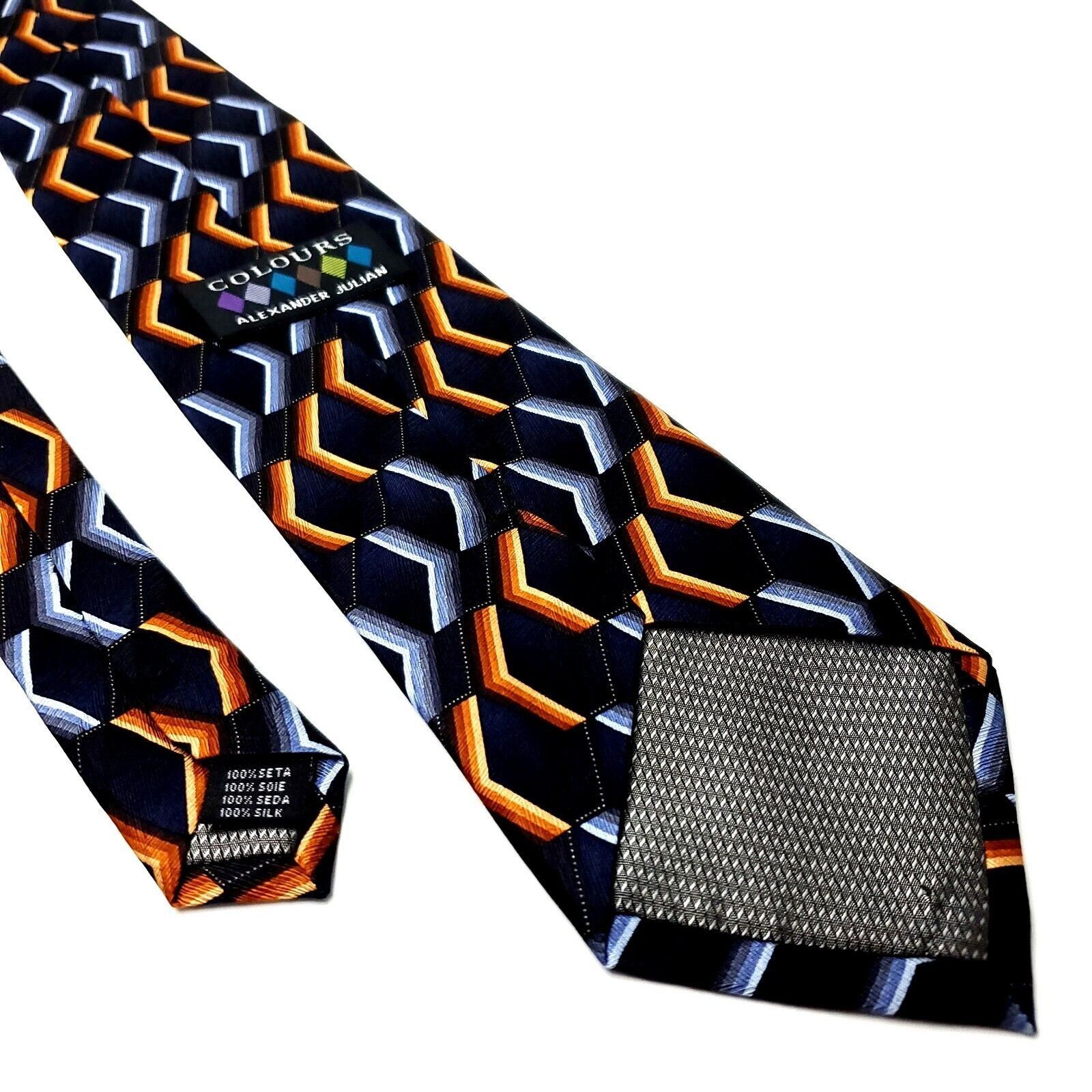 Alexander Julian Alexander Julian Colours Silk Tie Black Geometric Print Size ONE SIZE - 5 Thumbnail