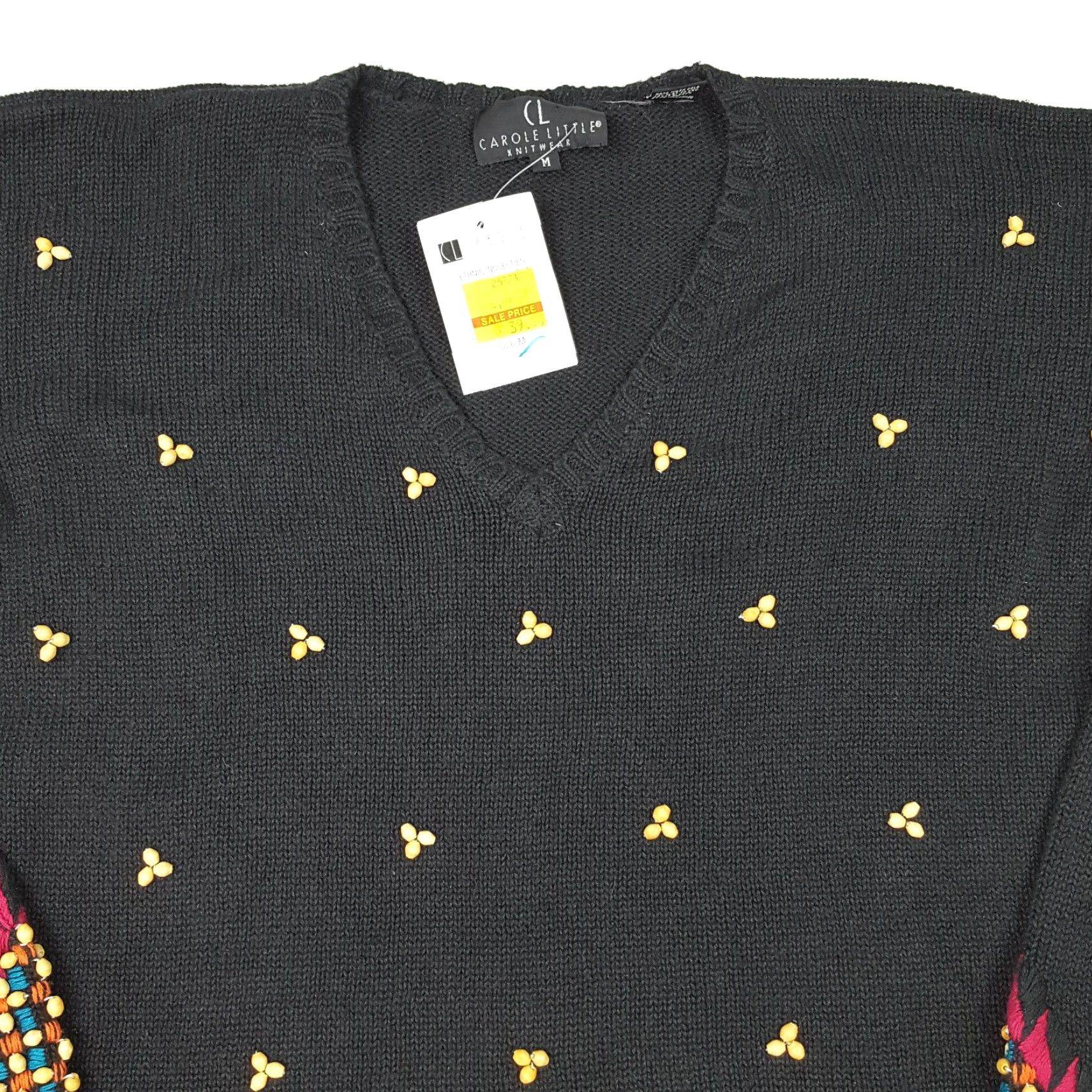 Vintage VINTAGE Beaded Aztec Western Size M Knit Southwestern Black Pullover Sweater Size M / US 6-8 / IT 42-44 - 2 Thumbnail