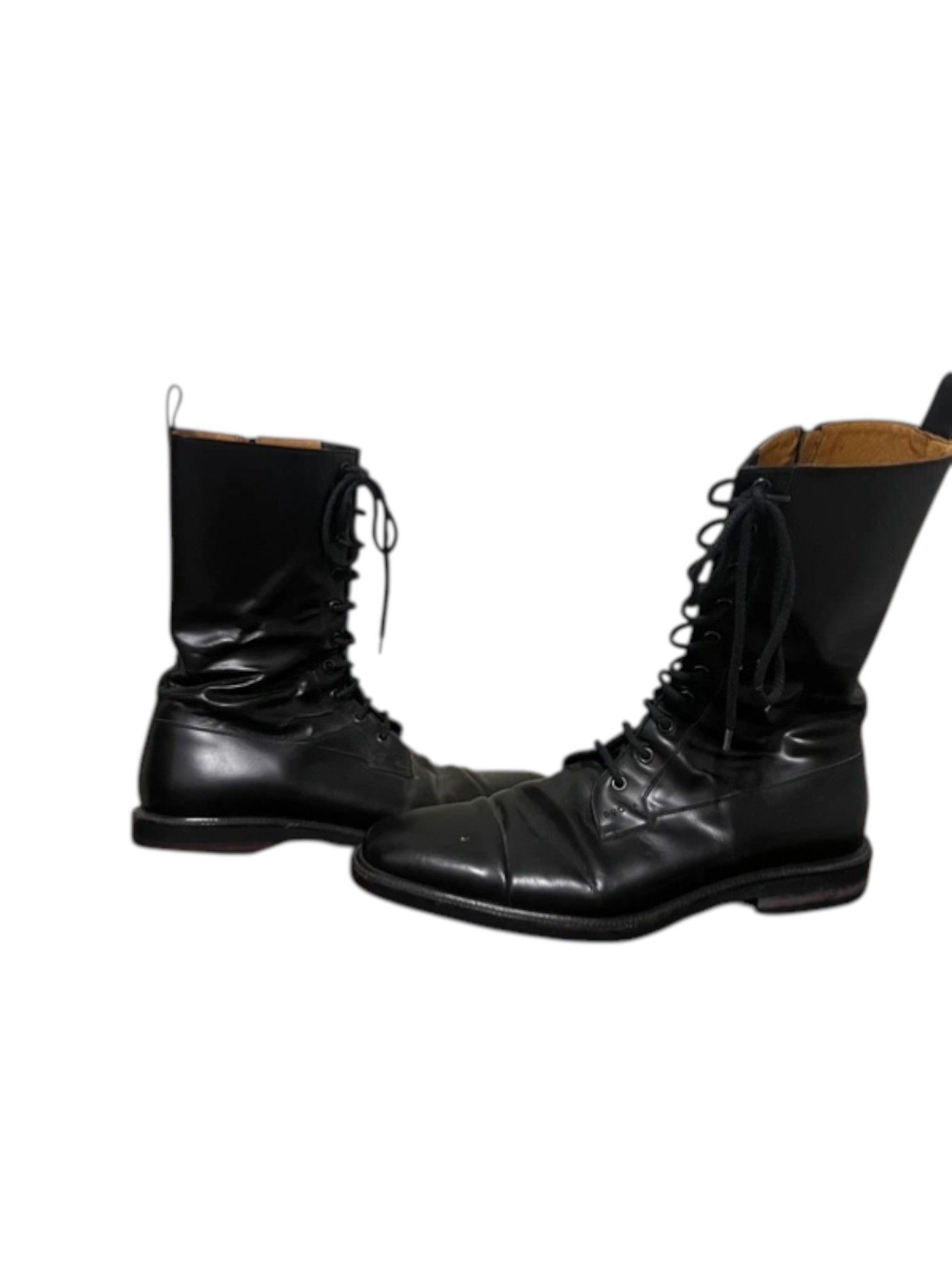 Gucci Gucci Black Leather Side Zip Lace-Up Boots – Early 2000s Size US 11 / EU 44 - 2 Thumbnail