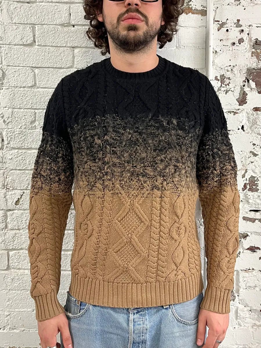 Dsquared2 AW2012 Dsquared2 Gradient Cable Knit Black & Beige Wool Sweater Size US M / EU 48-50 / 2 - 2 Thumbnail