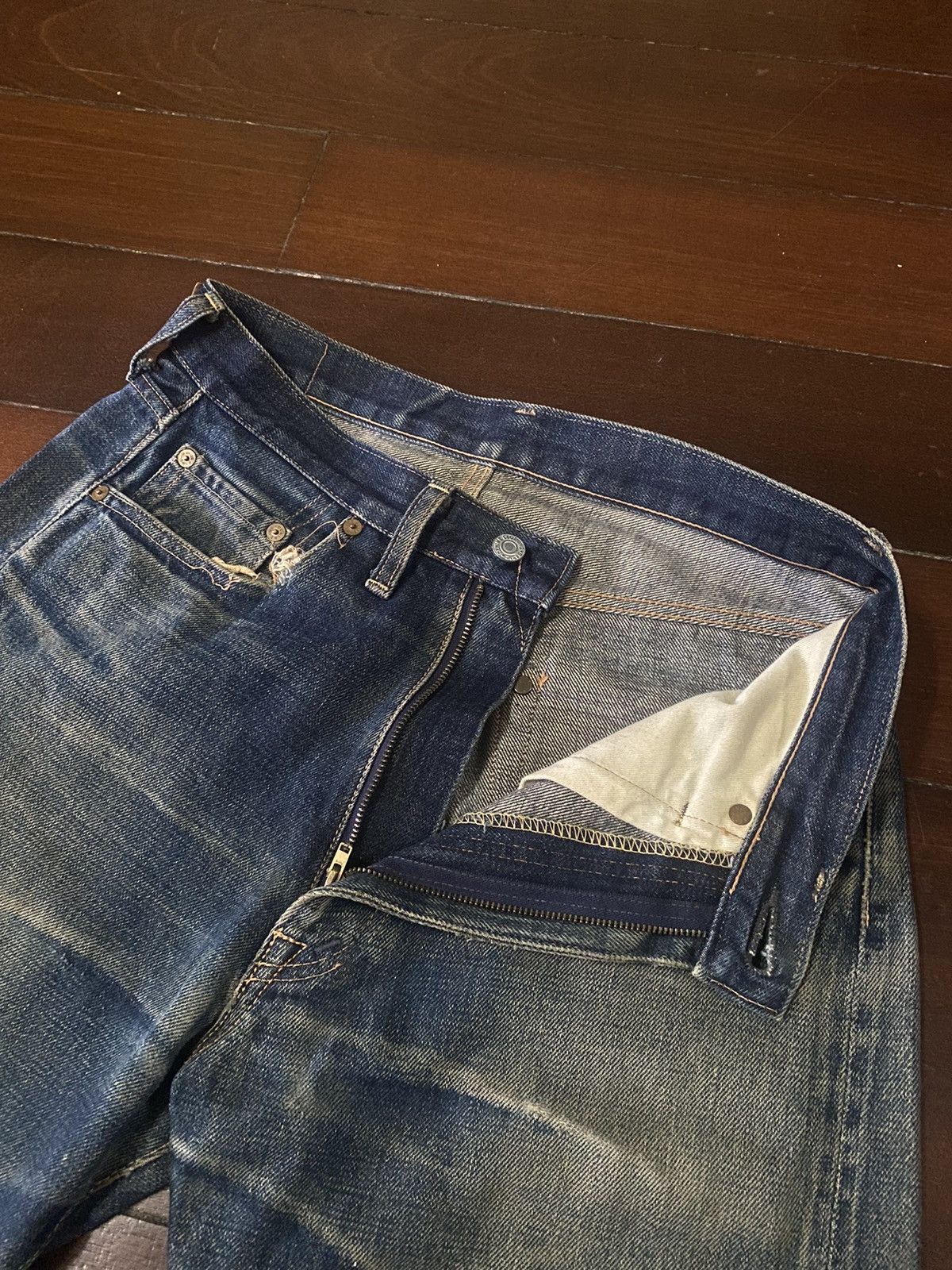 Denime FIRE VINTAGE DENIME JAPAN BRAND FLARE JEANS DISTRESSED RIP Size US 32 / EU 48 - 10 Thumbnail