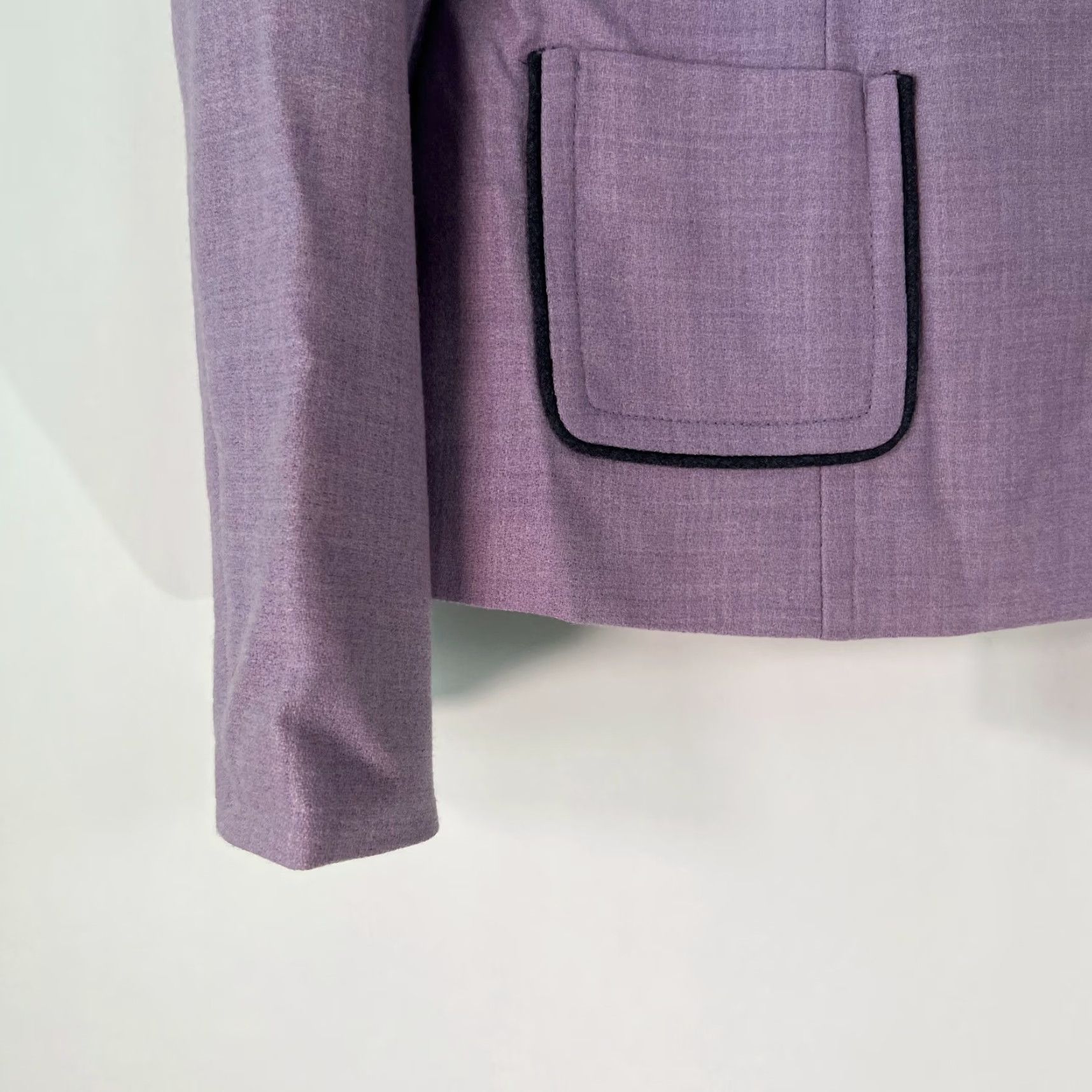 Vintage Amanda Smith Womens Blazer 8 Purple Wool Open Front Long Sleeve Solid 100% Wool 23 In Chest 40 In Classic Casual Formal Womens Size M / US 6-8 / IT 42-44 - 4 Thumbnail