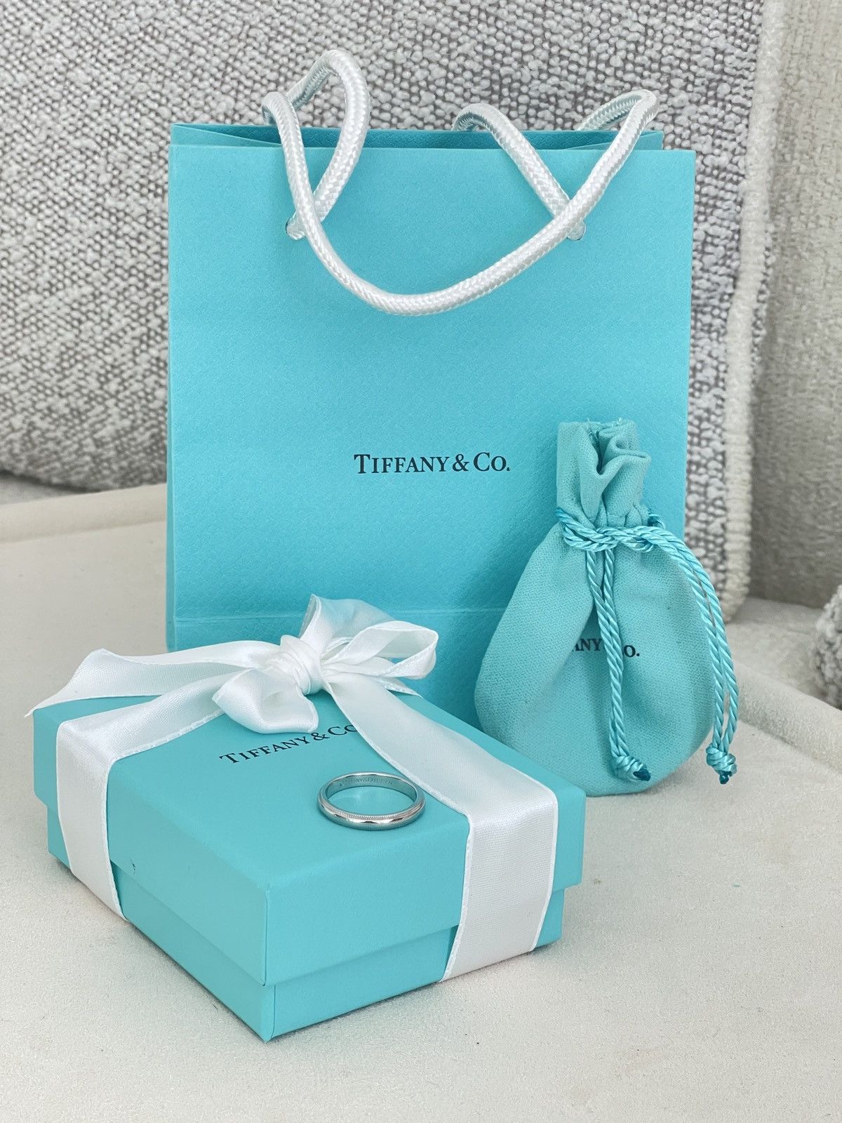 Tiffany & Co. Tiffany Milgrain Ring Platinum, 3 mm Wide 7.75 $1,600 Size ONE SIZE - 1 Thumbnail