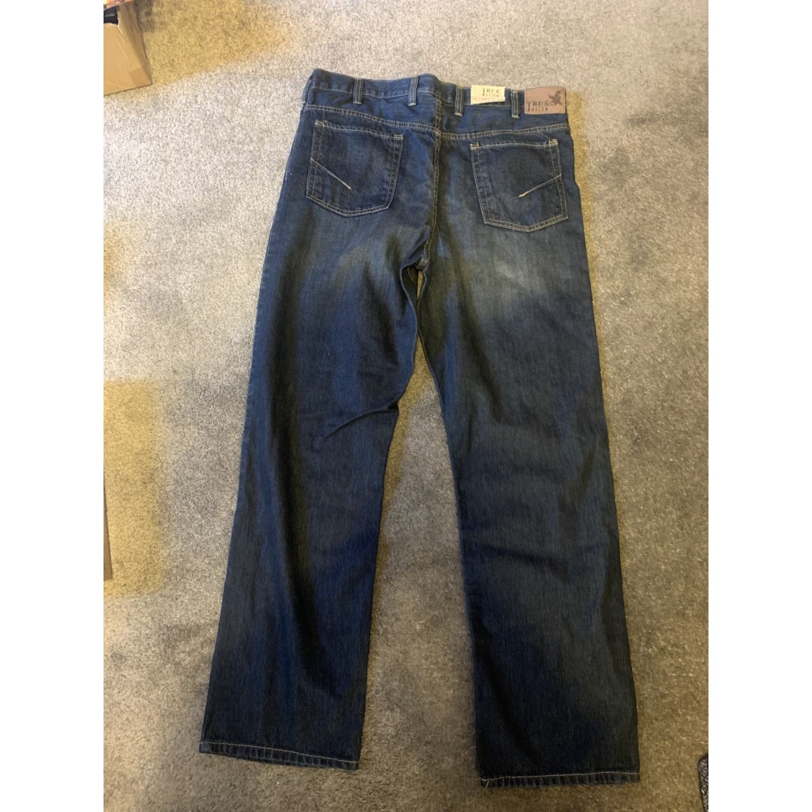 Vintage VINTAGE True Nation Jeans Big & Tall Men Relaxed Fit Straight Leg Cotton Denim Blue 32in Inseam Pockets Comfort Easy Care 38 38? Size US 38 / EU 54 - 4 Thumbnail