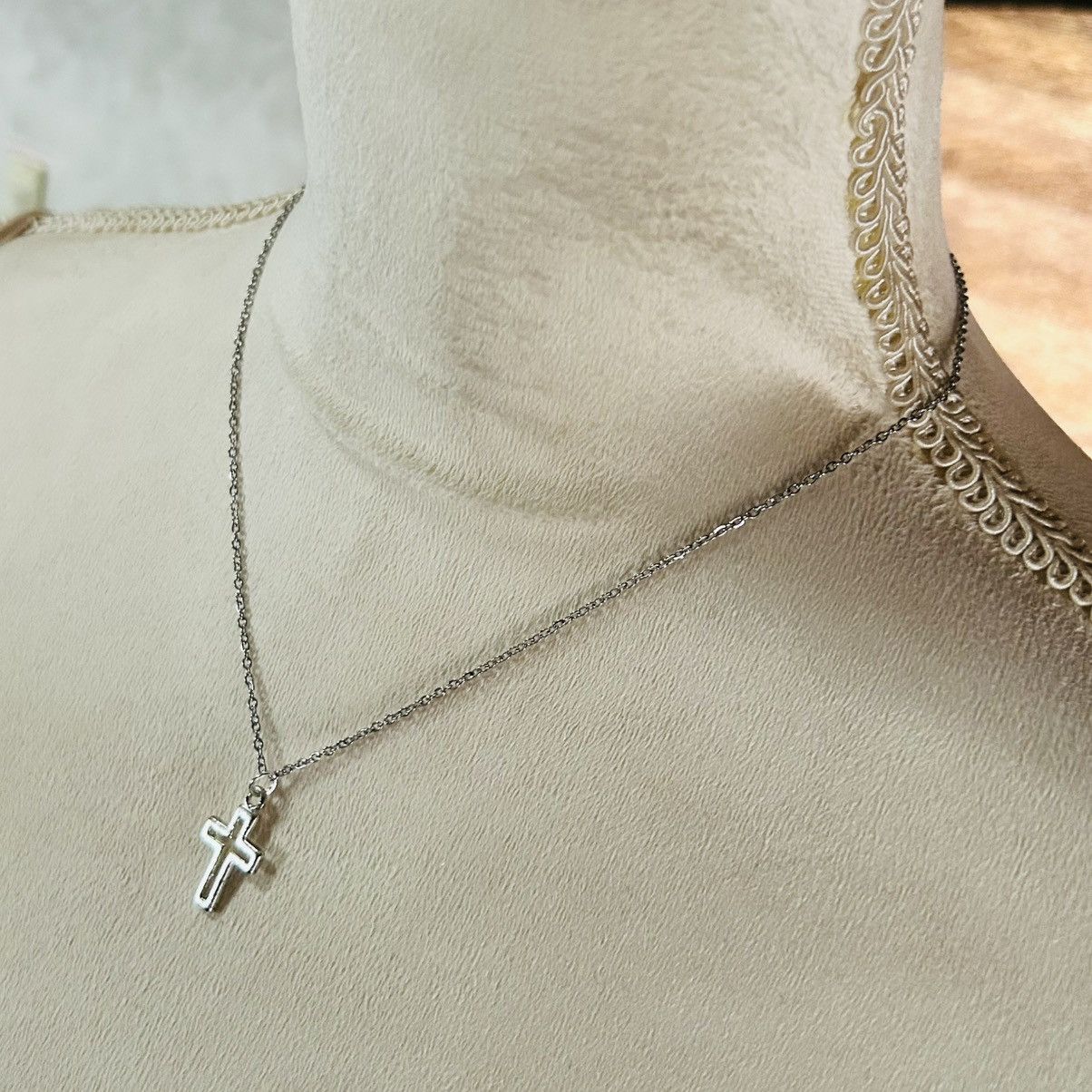 Handmade Handcrafted salvaged vintage open frame cross necklace Size ONE SIZE - 4 Thumbnail