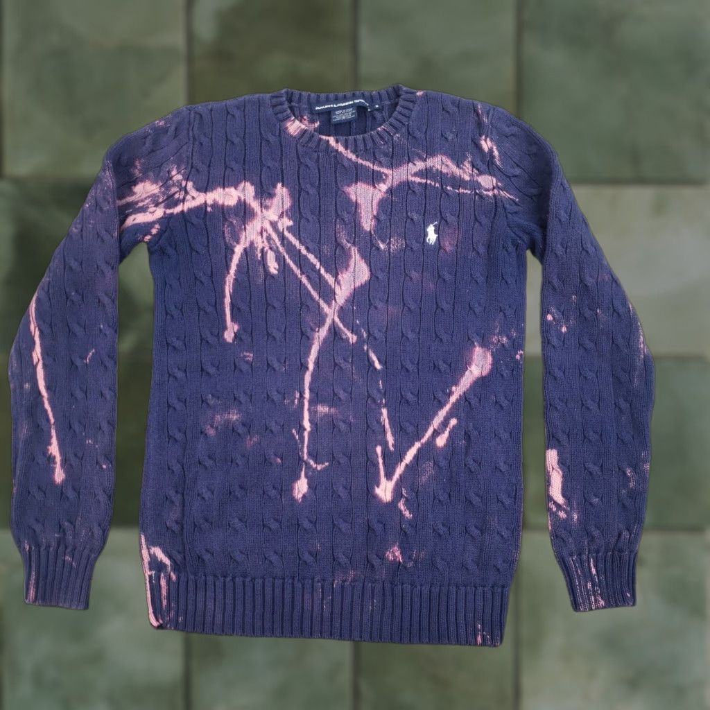 Polo Ralph Lauren Ralph Lauren Boys Sweater Medium Extra Large Blue Crew Neck Long Sleeve Cable Bleached Size US M / EU 48-50 / 2 - 1 Thumbnail
