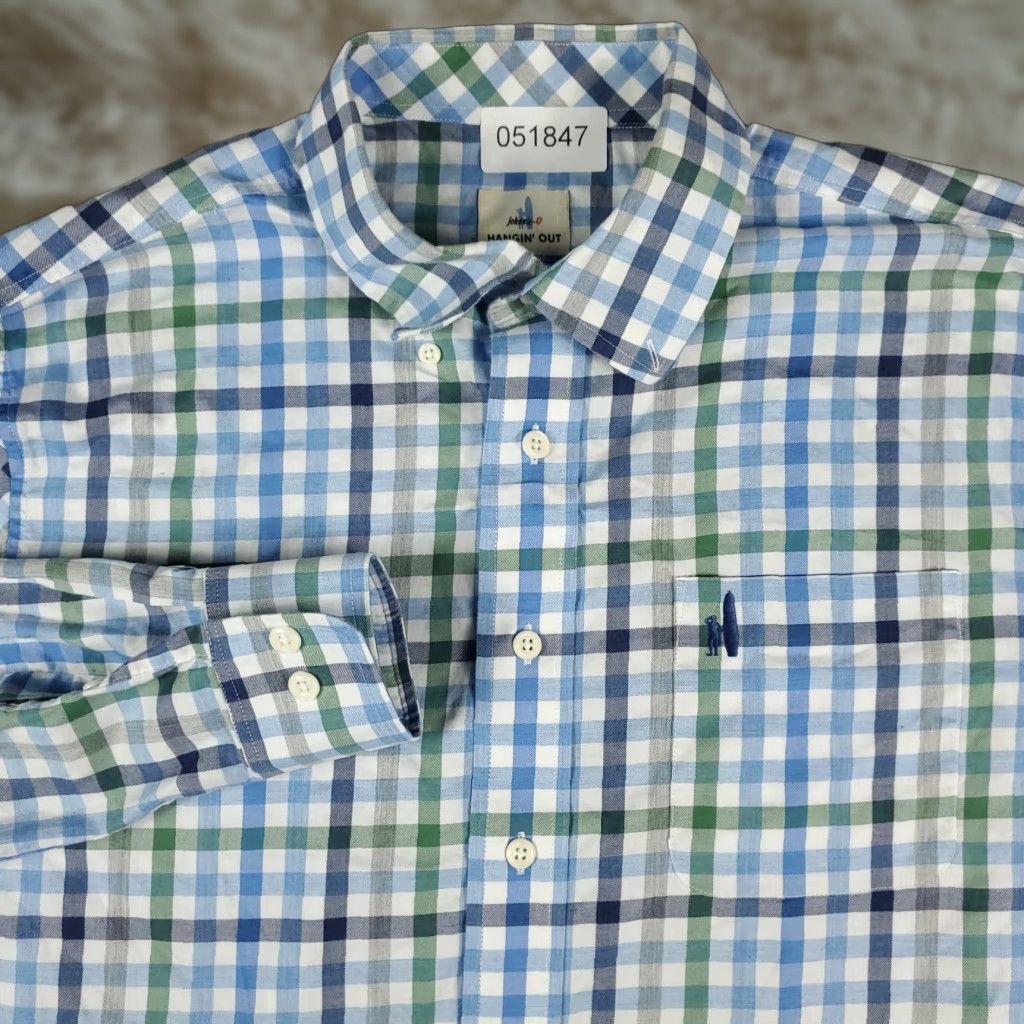 johnnie-O Johnnie O Blue Check Button-Up Shirt Mens Medium Long Sleeve Casual Size US M / EU 48-50 / 2 - 1 Thumbnail