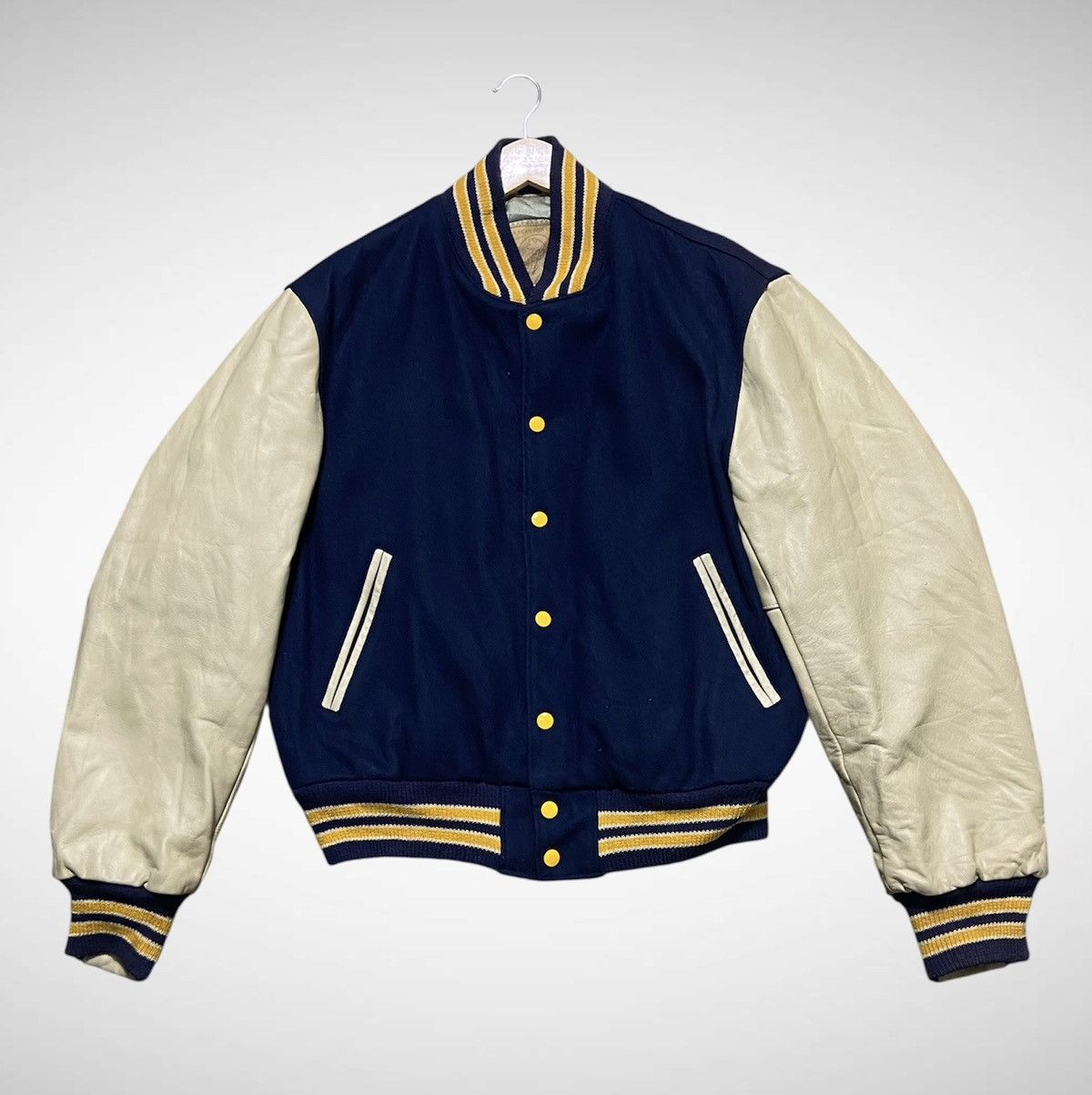 Golden Bear Vintage 90s Golden Bear Wool-Leather Varsity Jacket Size US L / EU 52-54 / 3 - 3 Thumbnail