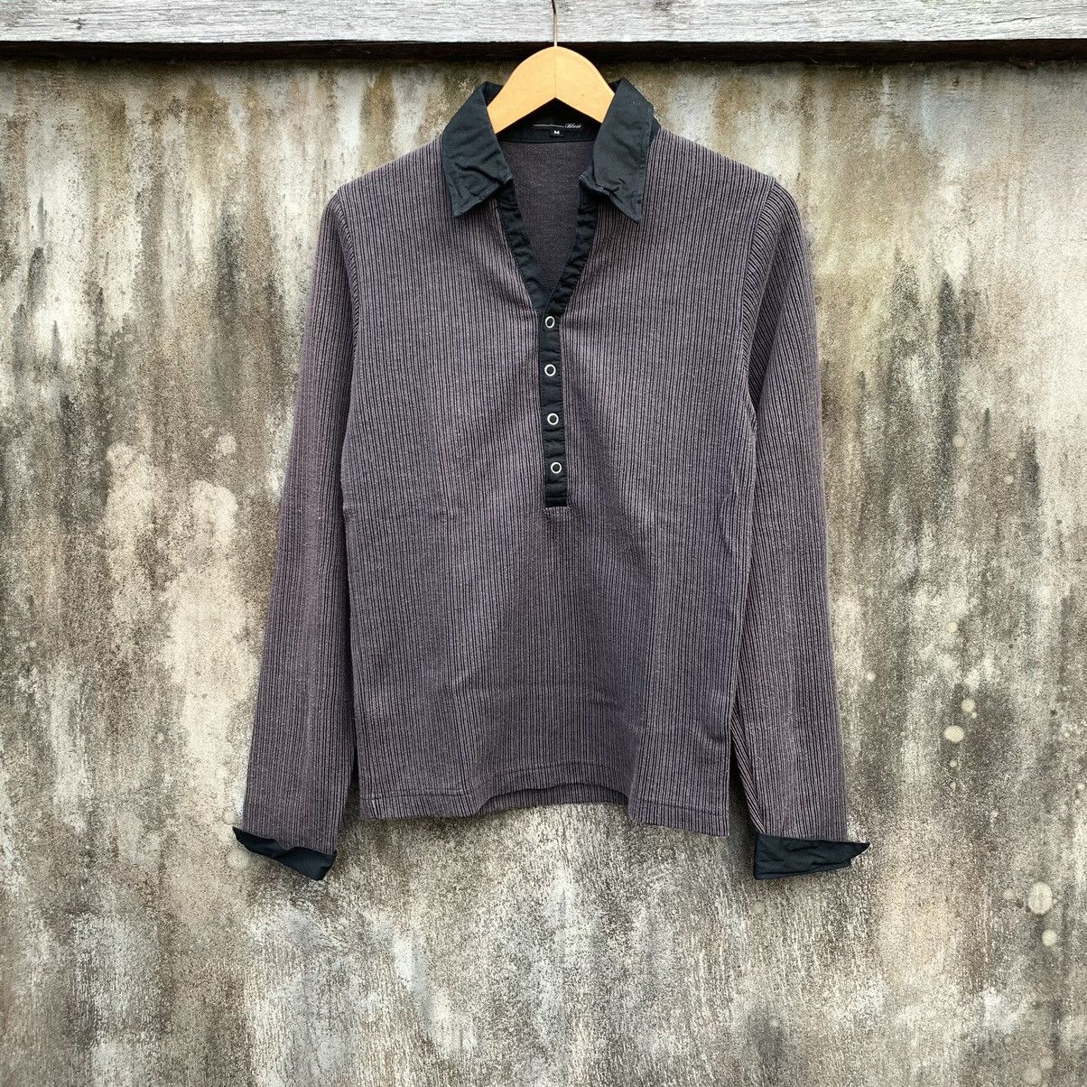 Japanese Brand JAPANESE CRAZY GOTHIC RIBBED COLLARED HENLEY BLESS SHIRT Size US M / EU 48-50 / 2 - 2 Thumbnail