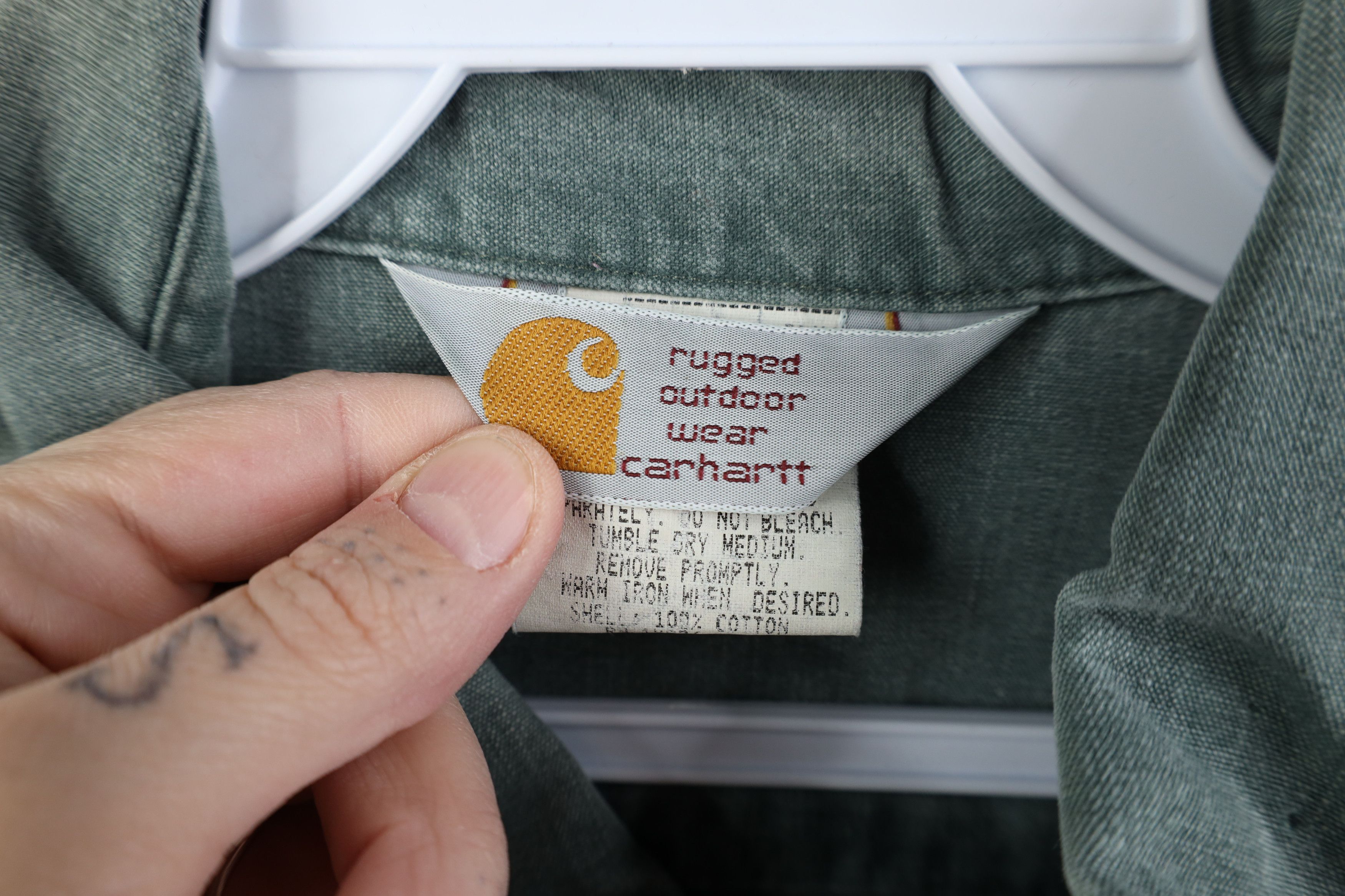 Carhartt Vintage 90s Carhartt Stonewash Canvas Button Down Shirt USA Size US XL / EU 56 / 4 - 9 Thumbnail
