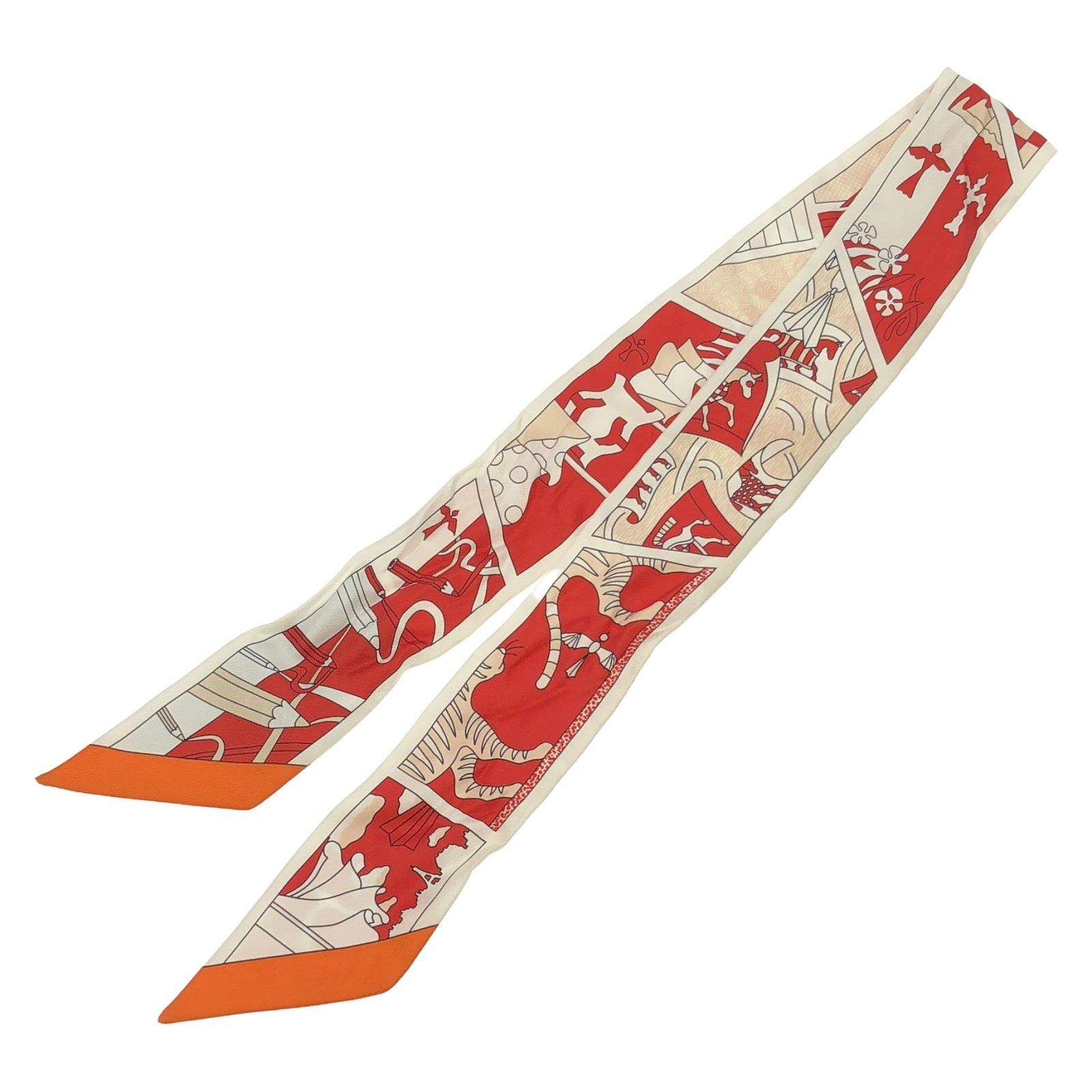 Hermes Hermes Twilly Scarf Silk Red Size ONE SIZE - 1 Thumbnail
