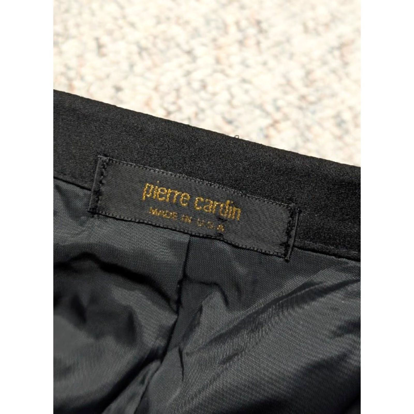 Pierre Cardin VINTAGE Pierre Cardin Blazer Jacket Double-Breasted 40R Wool Black Mens Tuxedo Striped 40 in Chest Peak Lapel Century USA Made Size 40R - 6 Thumbnail