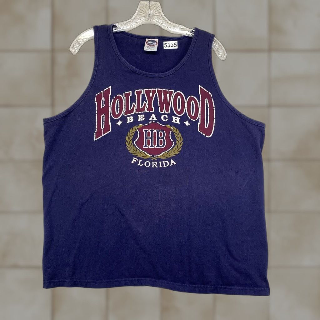 Vintage VINTAGE Wings Florida Beach T-Shirt Men Large Blue Summer Sleeveless Graphic Print Size US L / EU 52-54 / 3 - 1 Thumbnail