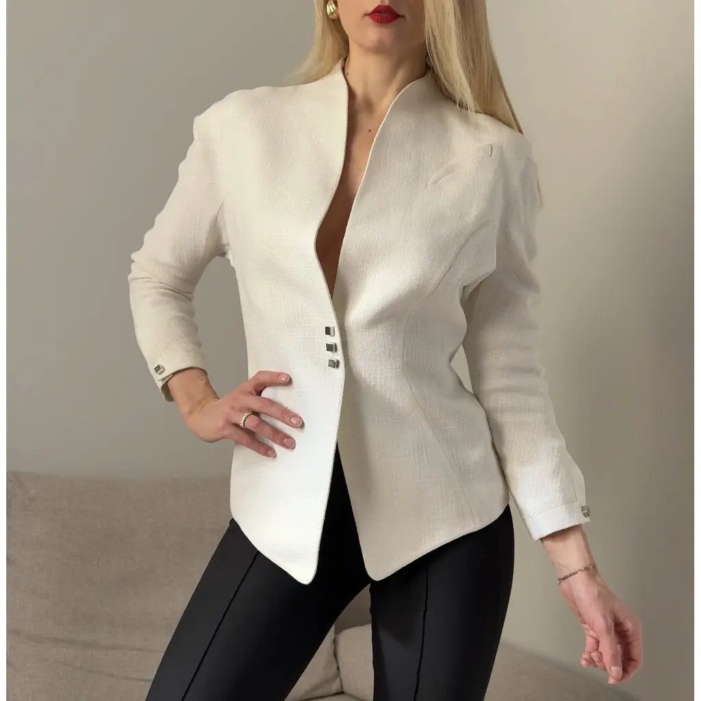 Thierry Mugler Thierry Mugler Paris Sculpted Avant-Garde Blazer White FR 38 Size S / US 4 / IT 40 - 2 Thumbnail