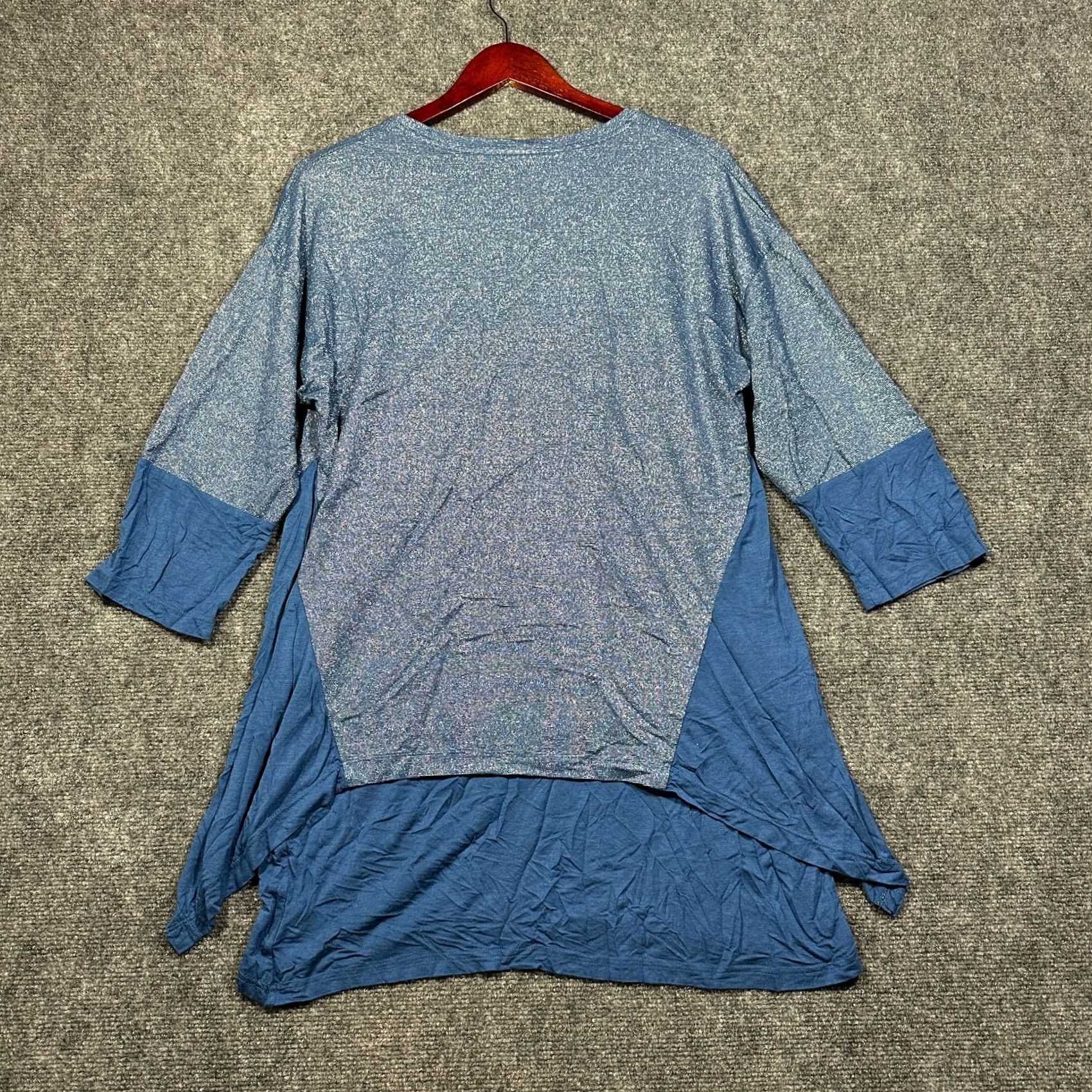 Vintage LOGO Lori Goldstein Womens Tunic Top Blue Silver Metallic Sparkle Logo by Lori Goldstein TUnique Tunic? (reordered per rules) Size M / US 6-8 / IT 42-44 - 7 Thumbnail
