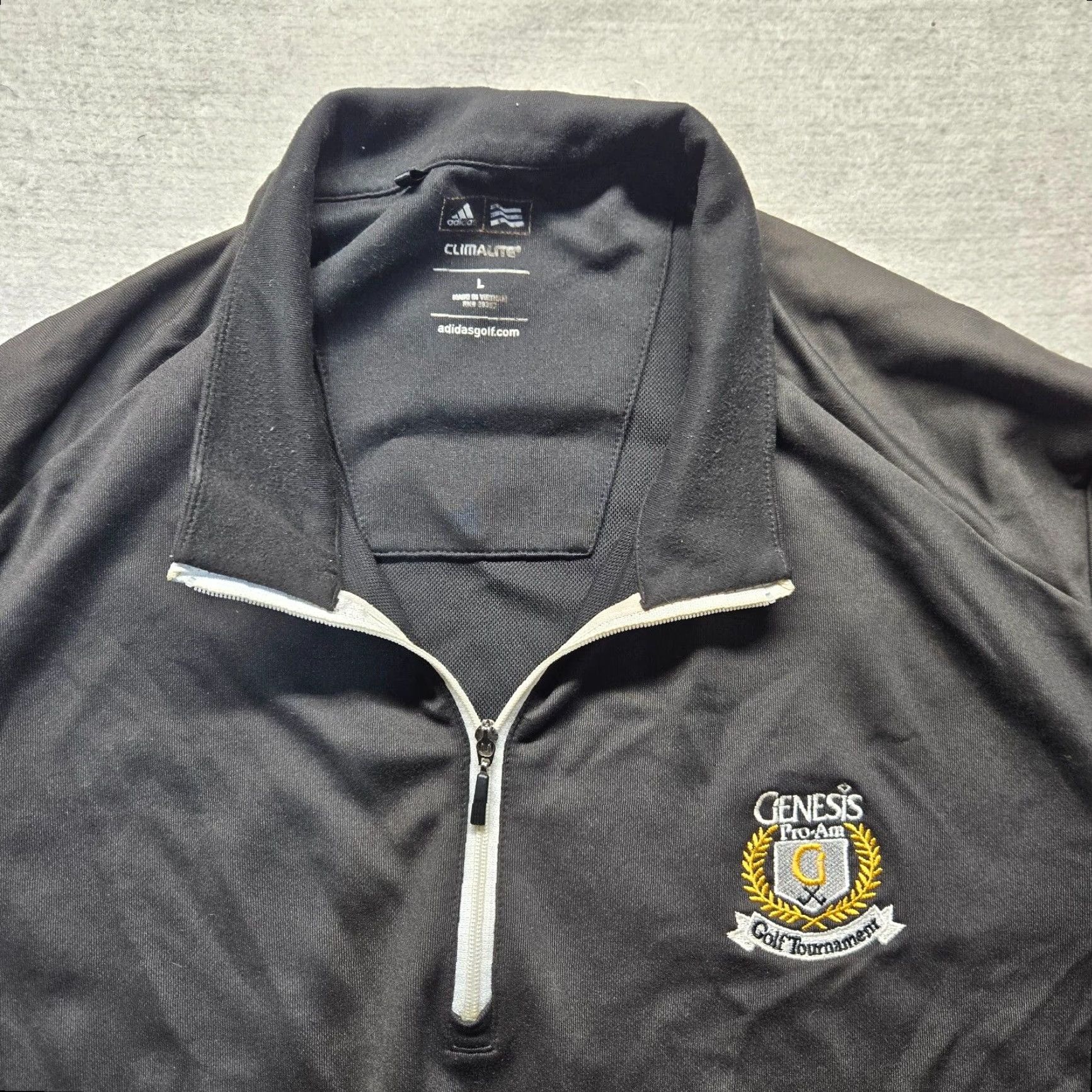 Adidas Genesis Golf Tournament Adidas Climalite Jacket Black Long Sleeve Half Zip Large Mens Size US L / EU 52-54 / 3 - 3 Thumbnail