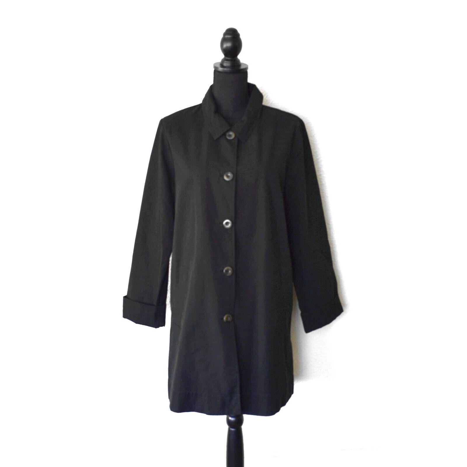Eileen Fisher EILEEN FISHER Black Organic Cotton Front Jacket Size M Size M / US 6-8 / IT 42-44 - 1 Thumbnail