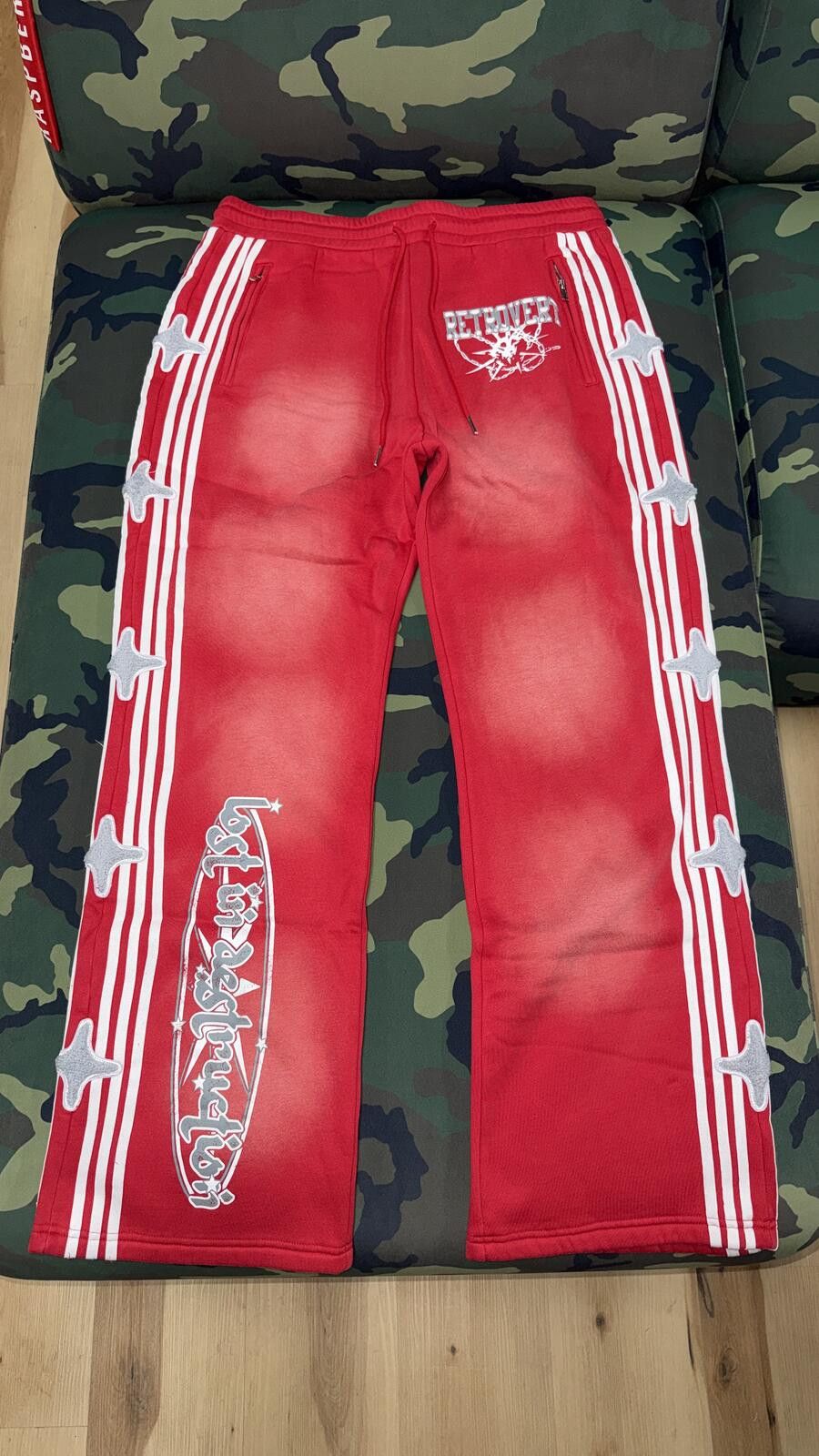 RETROVERT RetroVert Red Studded Destruction Pants Size US 36 / EU 52 - 1 Thumbnail