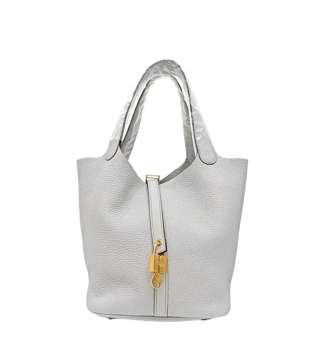 Hermes Hermes Picotin Lock 22 Bleu Brume Clemence cowhide leather picotin handbag gold Size ONE SIZE - 1 Thumbnail